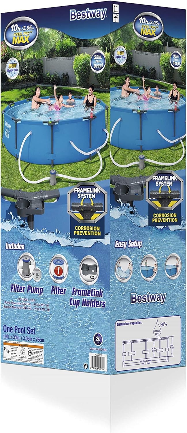 Bestway Steel Pro MAX 14' x 33 Round Above Ground Pool Set | Includes 530gal Filter Pump
