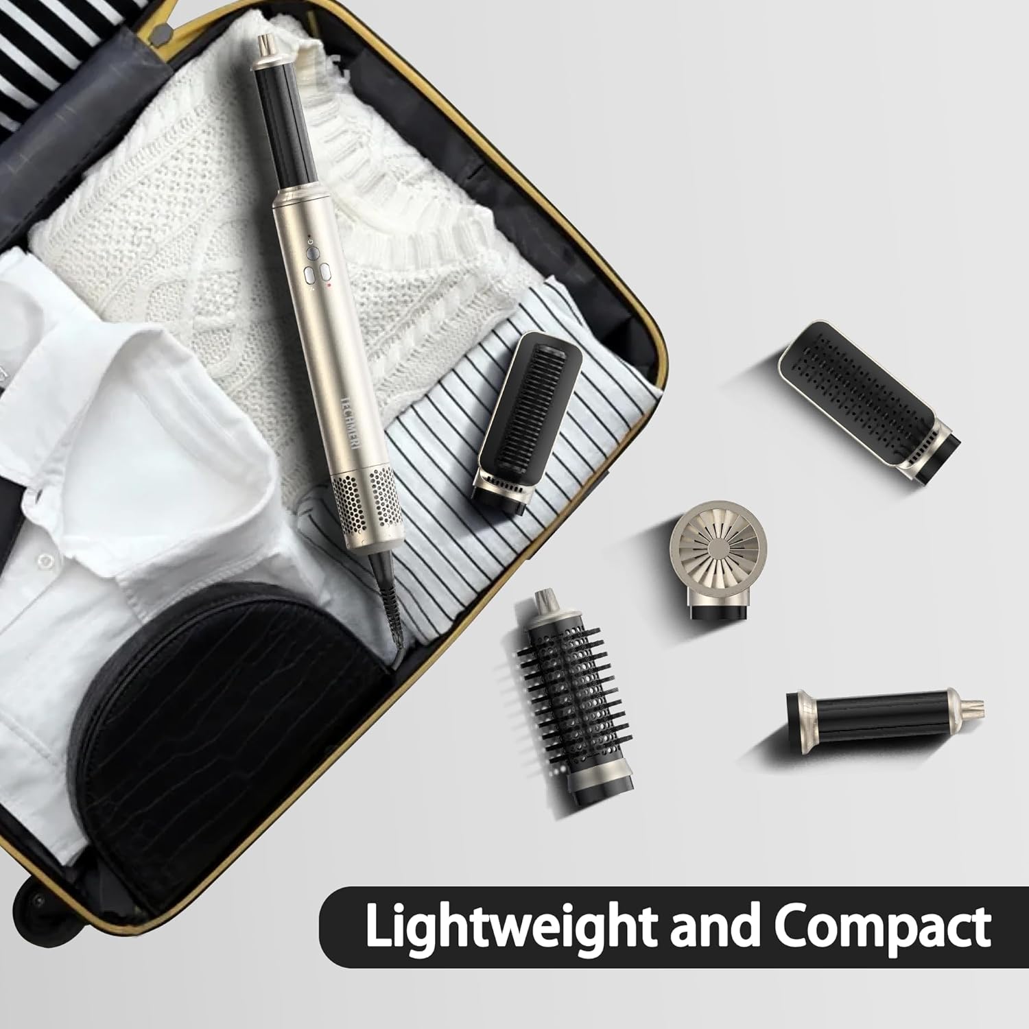 Hair Dryer Brush TECHMERI 6 in 1 Blow Dryer Brush Ions, Detachable Hair Styler Tools, Auto Wrap Curler, Hot Air Brush for Drying, Straightening and Volumizing