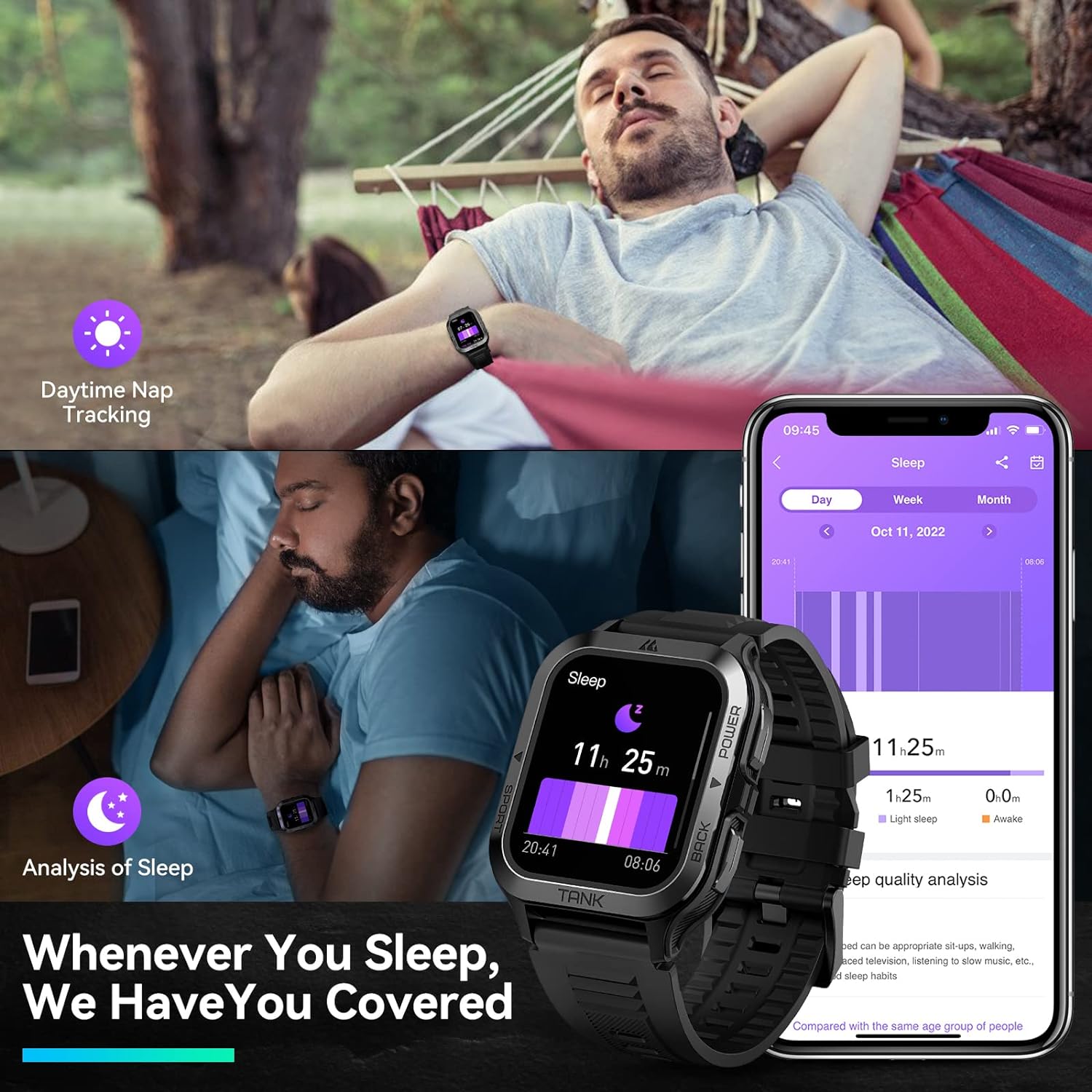 AMAZTIM Smart Watch, 60 Days Extra-Long Battery, 50M Waterproof, Rugged Military Bluetooth Call(Answer/Dial Calls), 1.85 Ultra Large HD Display, AI Voice Assistant, Compatible for Android and iOS