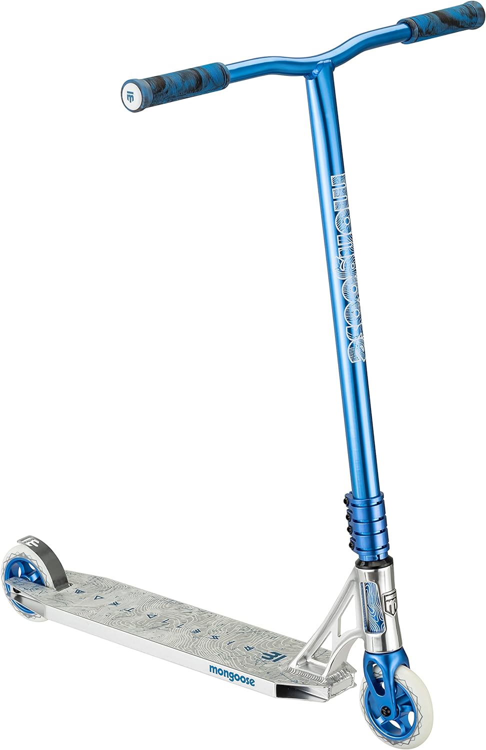 Mongoose Rise Freestyle Stunt Trick Scooter, For Kids Youth Adult Men Women Ages 8 Up, Lightweight Alloy Deck & Heavy-Duty Frame Up to 220 lbs., Bike-Style Grip, T-Bar Handlebar and High Impact Wheels