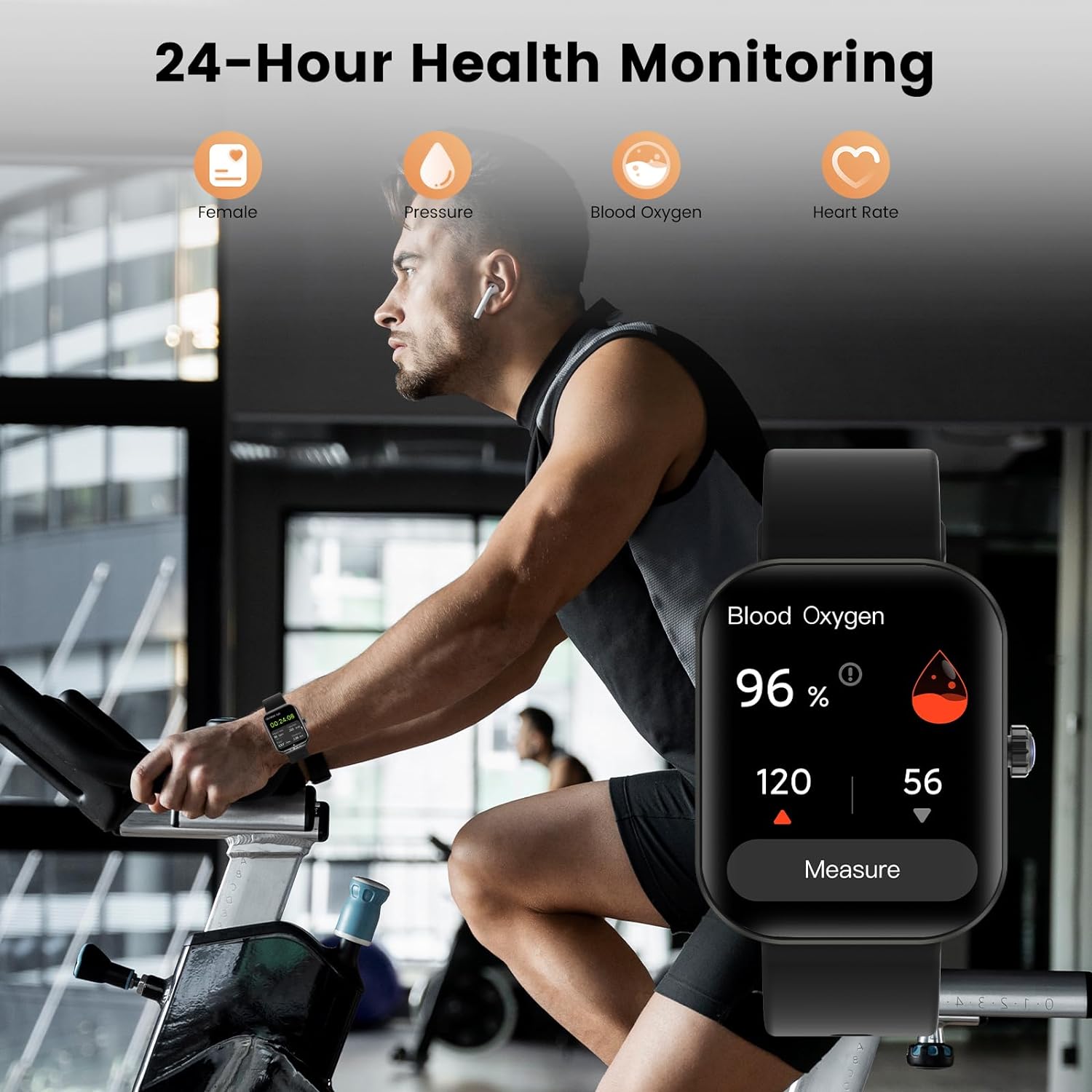 AMAZTIM Smart Watch, 60 Days Extra-Long Battery, 50M Waterproof, Rugged Military Bluetooth Call(Answer/Dial Calls), 1.85 Ultra Large HD Display, AI Voice Assistant, Compatible for Android and iOS