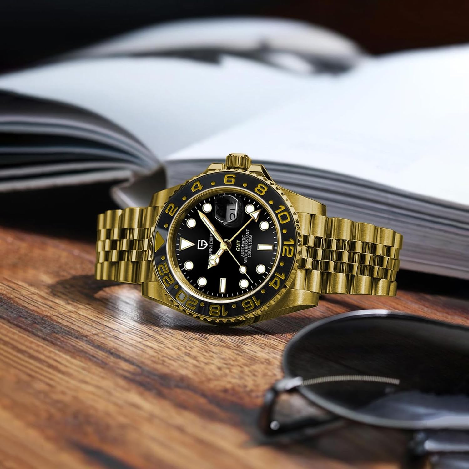 Men Watch Pagani Design GMT Watches for Men Automatic 40MM Date 100M Waterproof Stainless Steel Sapphire Glass Mechanical Wristwatches PD-1662