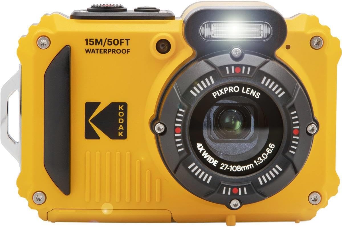 KODAK PIXPRO WPZ2 Rugged Waterproof Shockproof Dustproof WiFi Digital Camera 16MP 4X Optical Zoom 1080P Full HD Video Vlogging Camera 2.7 LCD (Yellow)