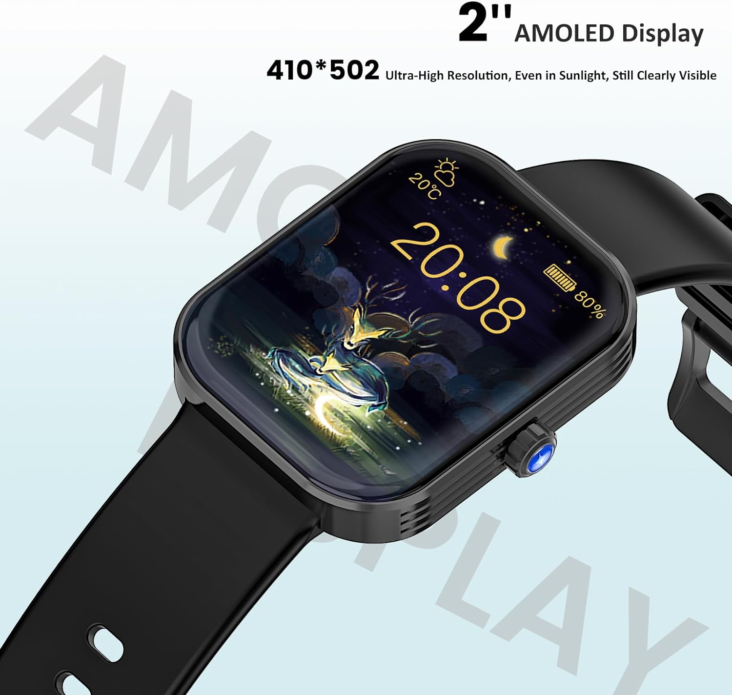 AMAZTIM Smart Watch, 60 Days Extra-Long Battery, 50M Waterproof, Rugged Military Bluetooth Call(Answer/Dial Calls), 1.85 Ultra Large HD Display, AI Voice Assistant, Compatible for Android and iOS