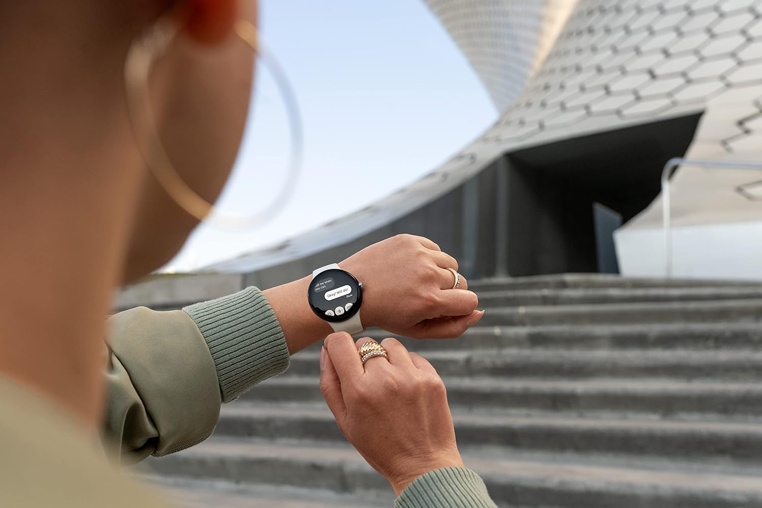 Google Pixel Watch - Android Smartwatch with Fitbit Activity Tracking - Heart Rate Tracking Watch Polished Silver Stainless Steel case with Charcoal Active band - WiFi