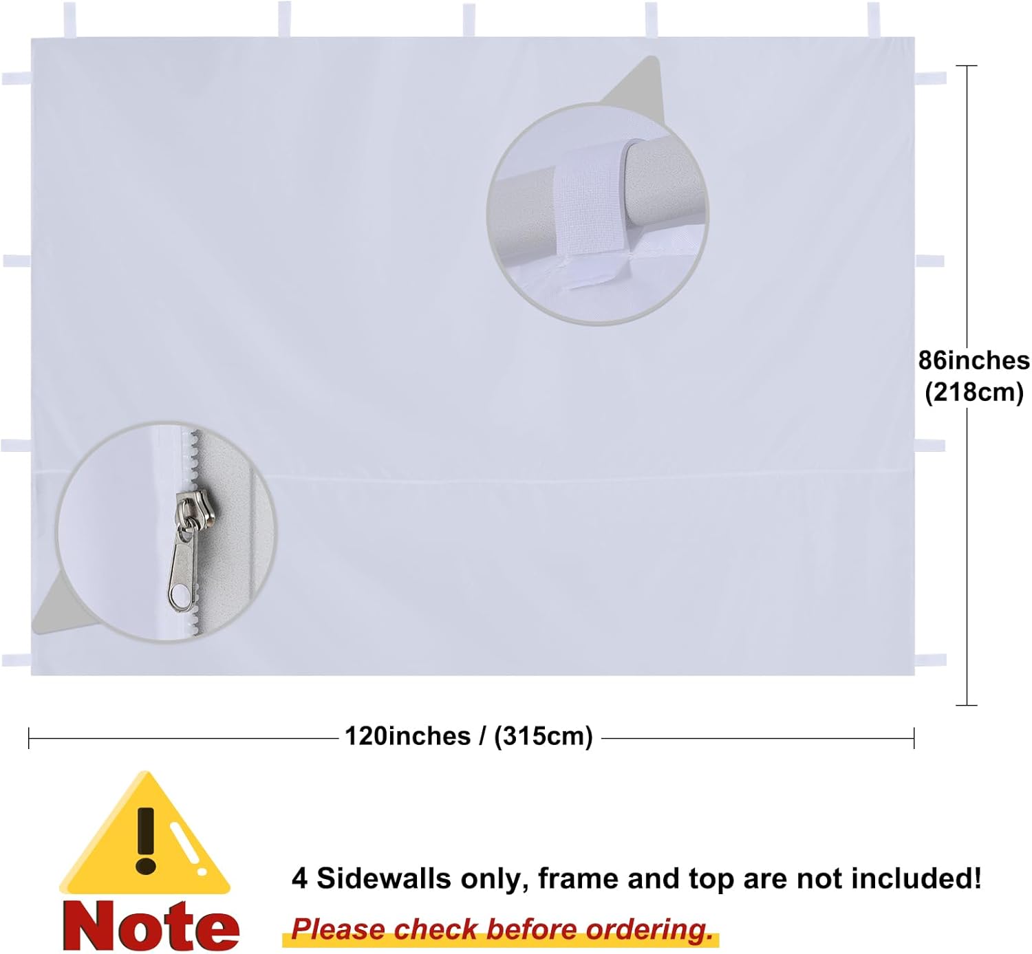 MASTERCANOPY Pop-up Canopy Sidewall Kit, 3 Sidewalls & 1 Doorwall Only Excluding top and Frame (10x10,Black)