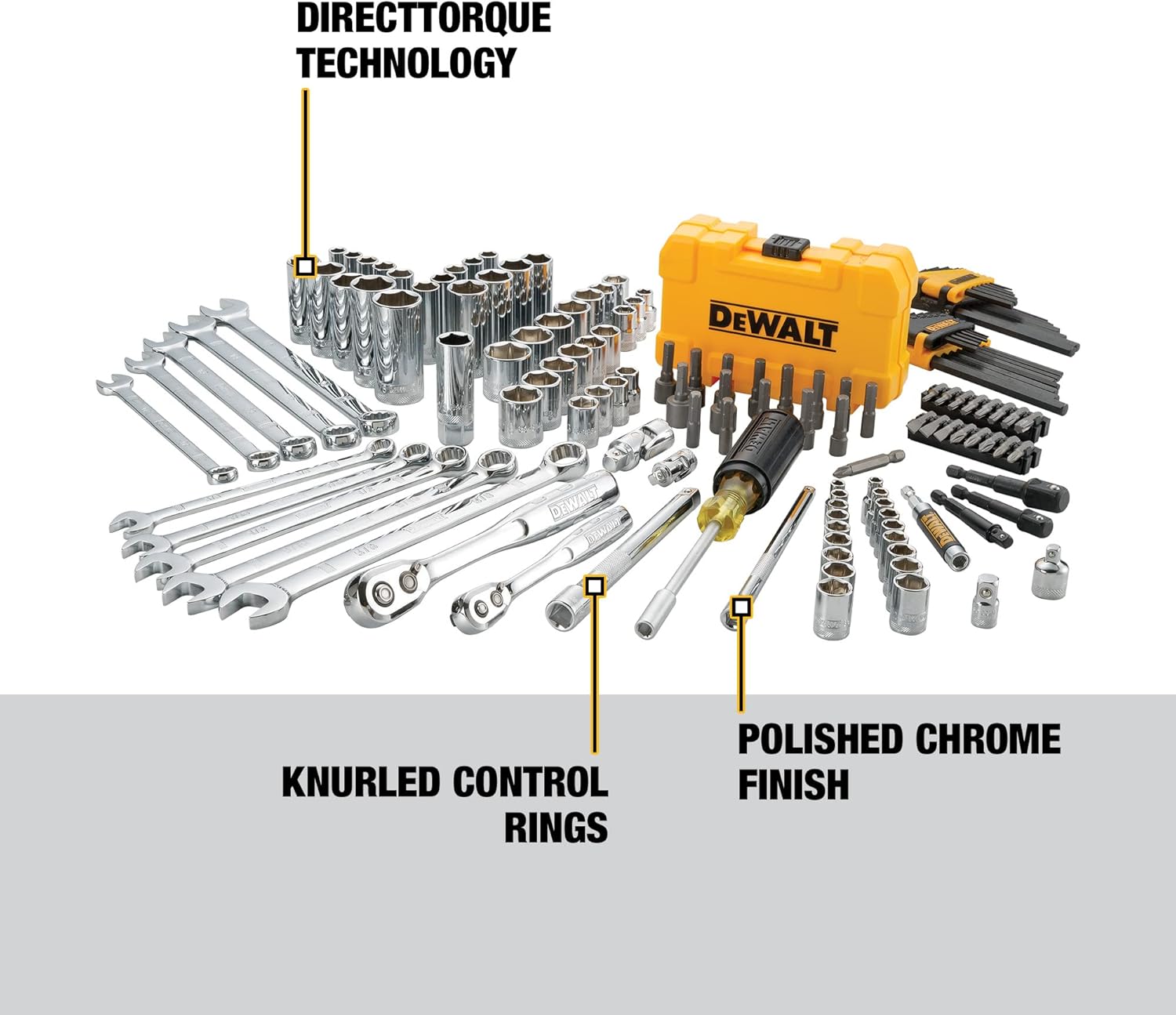 DEWALT Mechanics Tools Kit and Socket Set, 142-Piece, 1/4 & 3/8 Drive, MM/SAE (DWMT73802)