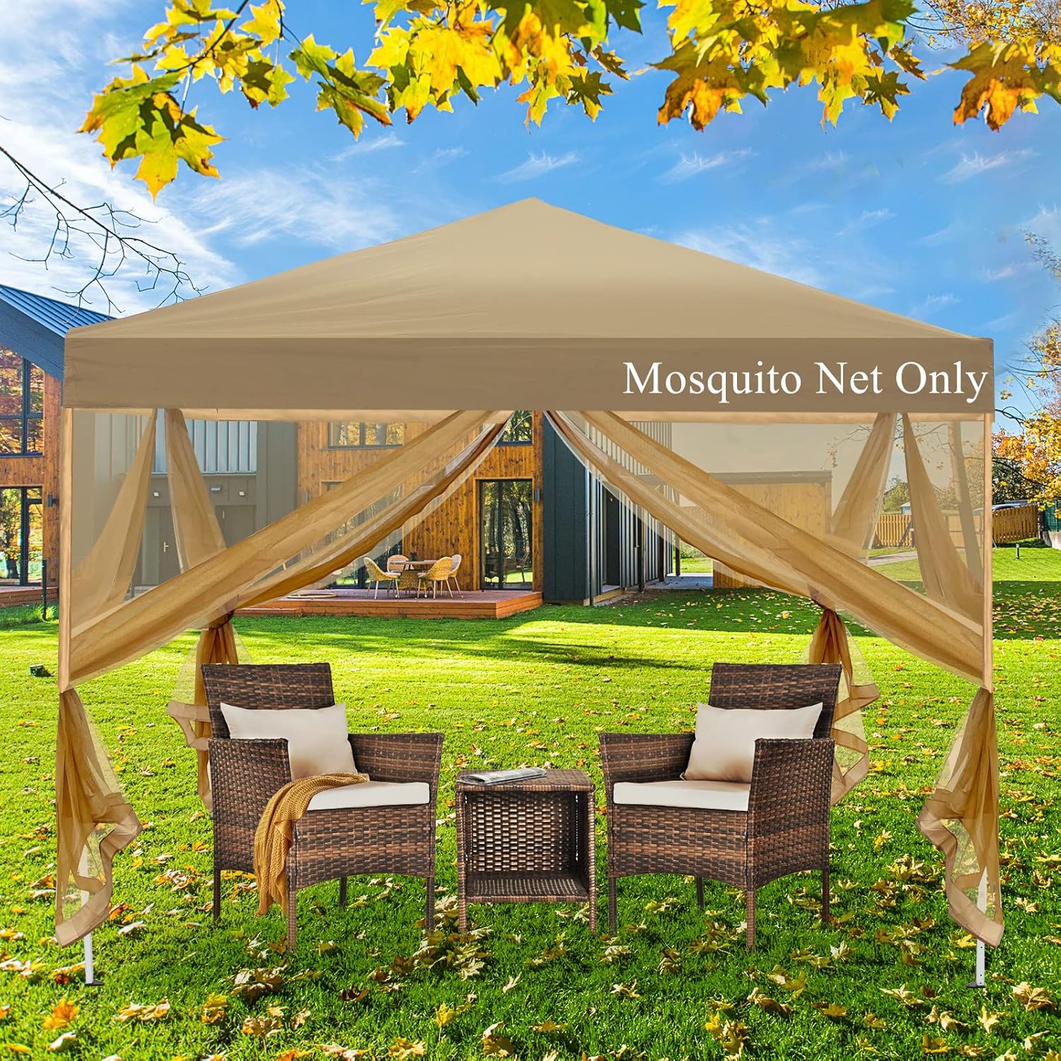 Mosquito Net with Zipper for Outdoor Camping Mosquito Net DIY Canopy Screen Wall Outdoor Mosquito Net for 10 x 10 Patio Gazebo and Tent