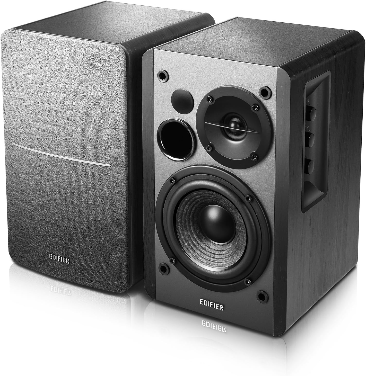Edifier R1280DB Powered Bluetooth Bookshelf Speakers - Optical Input - Wireless Studio Monitors - 4 Inch Near Field Speaker - 42w RMS - Wood Grain