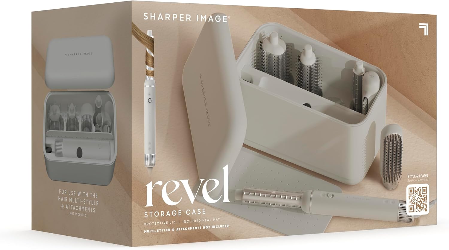 Sharper Image Revel Airflow Styler, 6-in-1 Hair Wrap Styling Tool, Curling Iron Wand, Detangler & Ionic Hair Dryer, Volumizing & Smoothing Hot Air Brush, Straight/Curly Hair Products, Beach Wave Curl