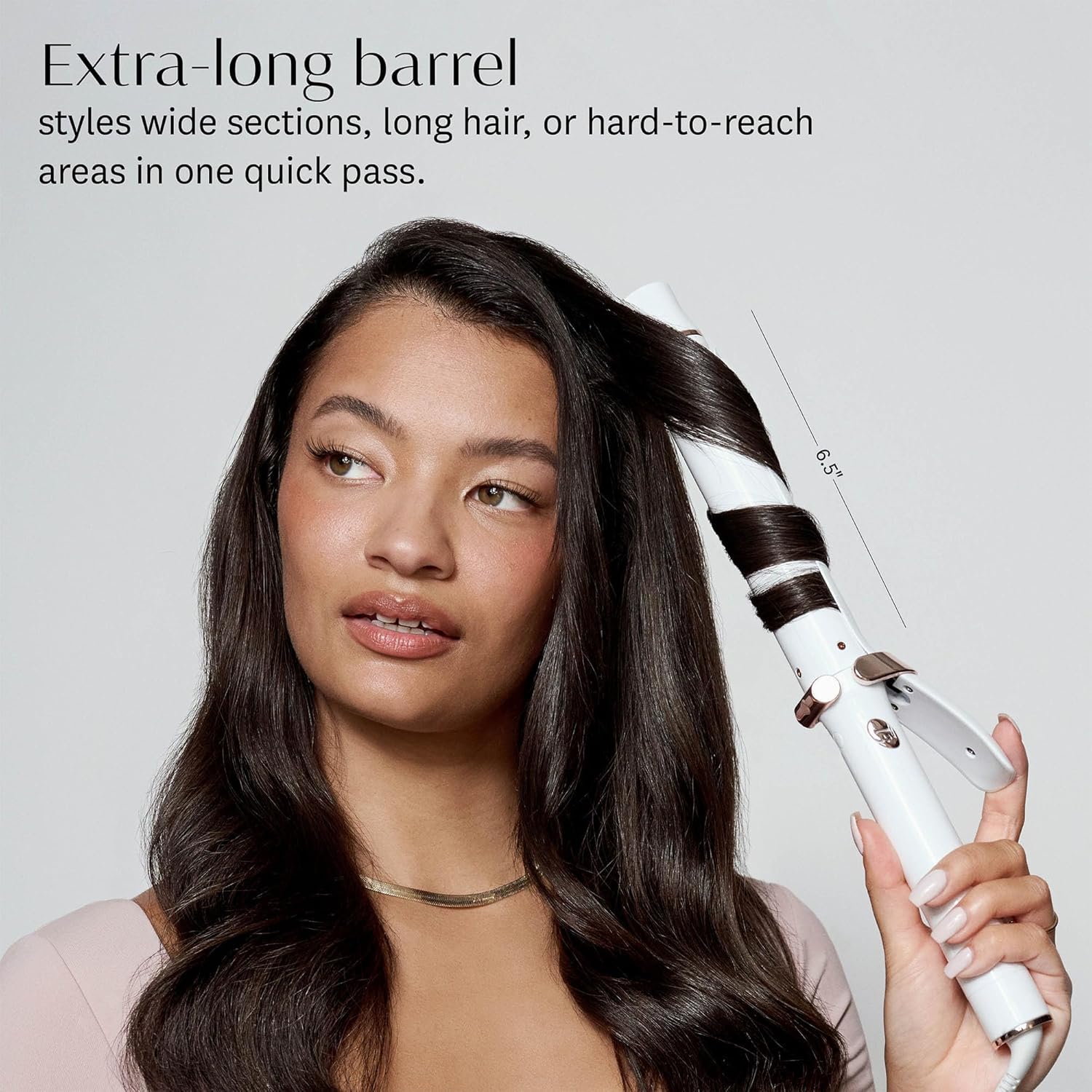 T3 SinglePass Curl X Extra-Long Barrel Curling Iron with 9 Heat Settings and Ceramic Barrel for Fast Styling and Lasting Results on All Hair Types