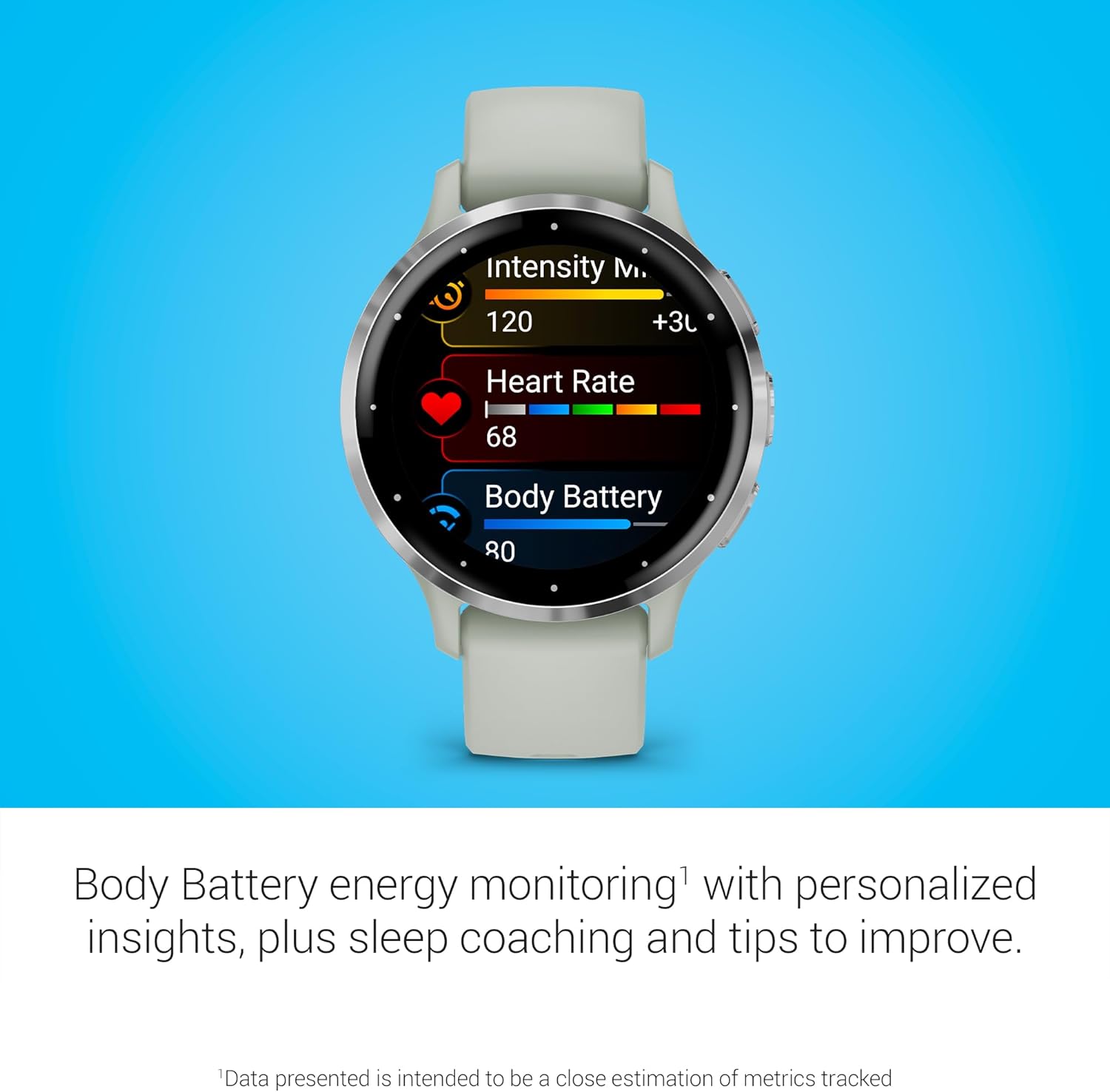 Garmin Venu 3 Slate Stainless Steel Bezel 1.4-Inch AMOLED Touchscreen Display Smart Watch with 45mm Black Case and Silicone Band