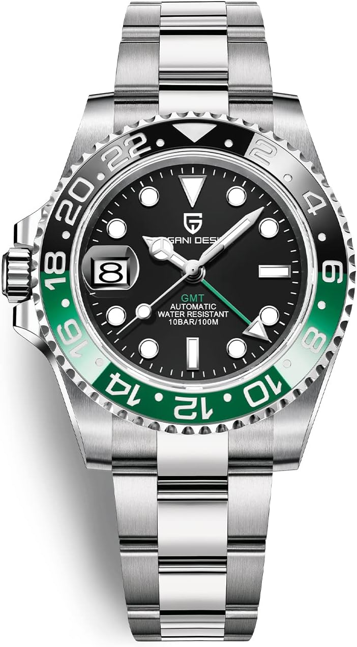 Men Watch Pagani Design GMT Watches for Men Automatic 40MM Date 100M Waterproof Stainless Steel Sapphire Glass Mechanical Wristwatches PD-1662