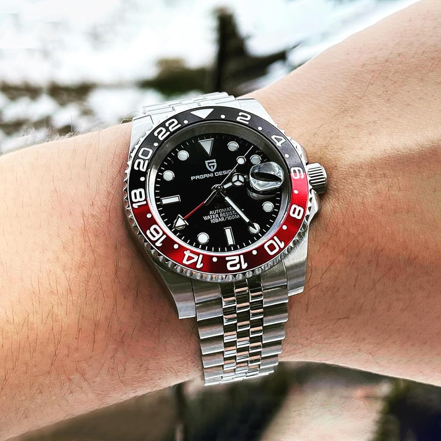 Men Watch Pagani Design GMT Watches for Men Automatic 40MM Date 100M Waterproof Stainless Steel Sapphire Glass Mechanical Wristwatches PD-1662