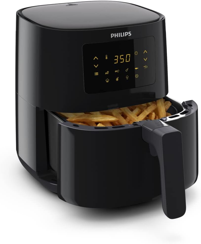 Philips Essential Airfryer XL 2.65lb/6.2L Capacity Digital Airfryer with Rapid Air Technology, Starfish Design, Easy Clean Basket, Black, (HD9270/91)