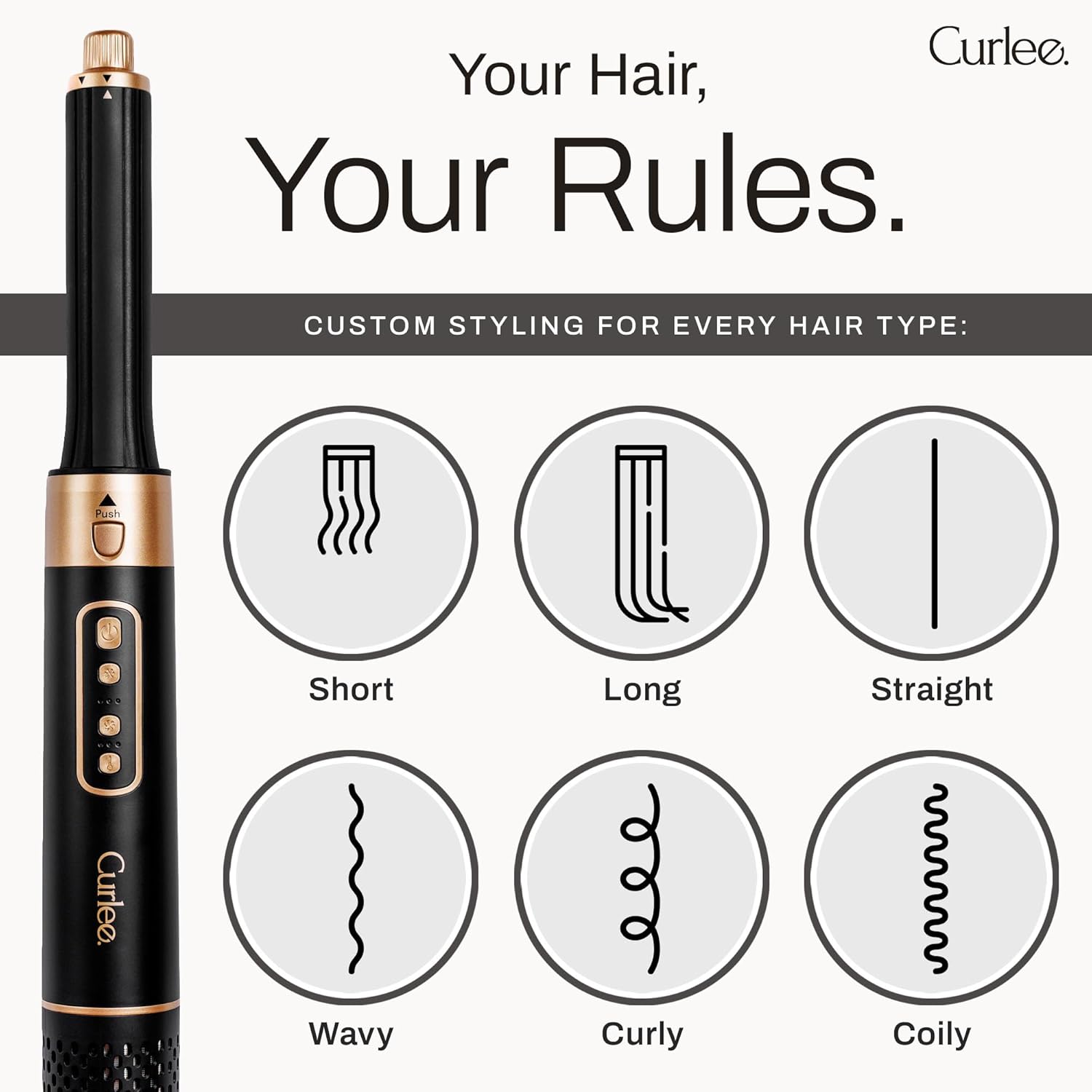 Hair Dryer Brush 1200 Watts 6 in 1 Hair Accessories Blow Dryer Automatic Curling Iron with Storage Case in Black for Curl Enhancing Hair Smoothing Volumizing Styling - by Curlee