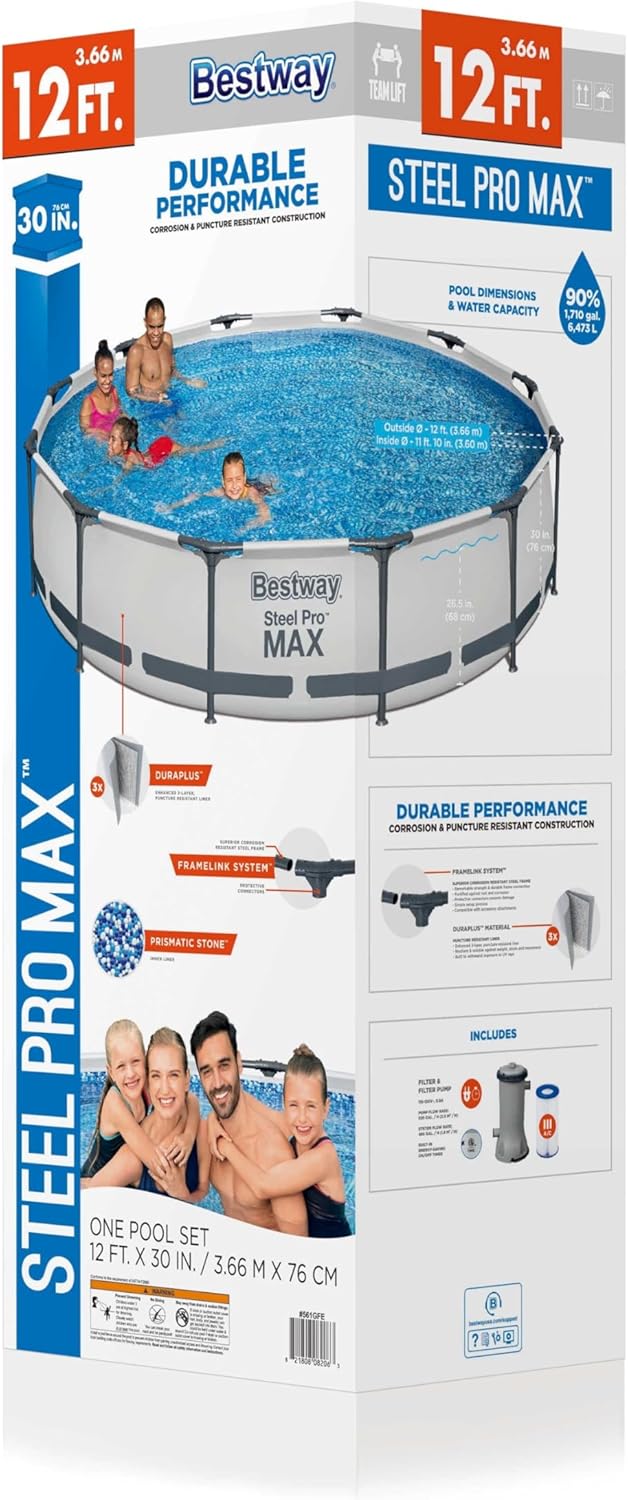 Bestway Steel Pro MAX 14' x 33 Round Above Ground Pool Set | Includes 530gal Filter Pump