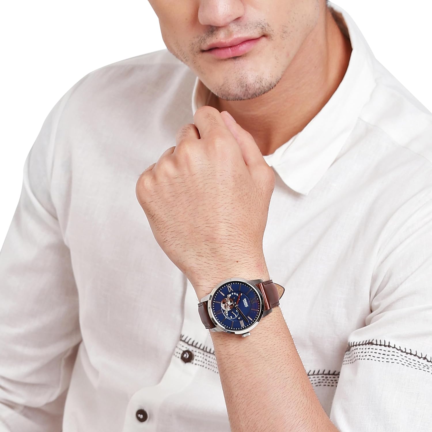 Fossil Townsman Men's Automatic Watch with Mechanical Movement and Skeleton Dial