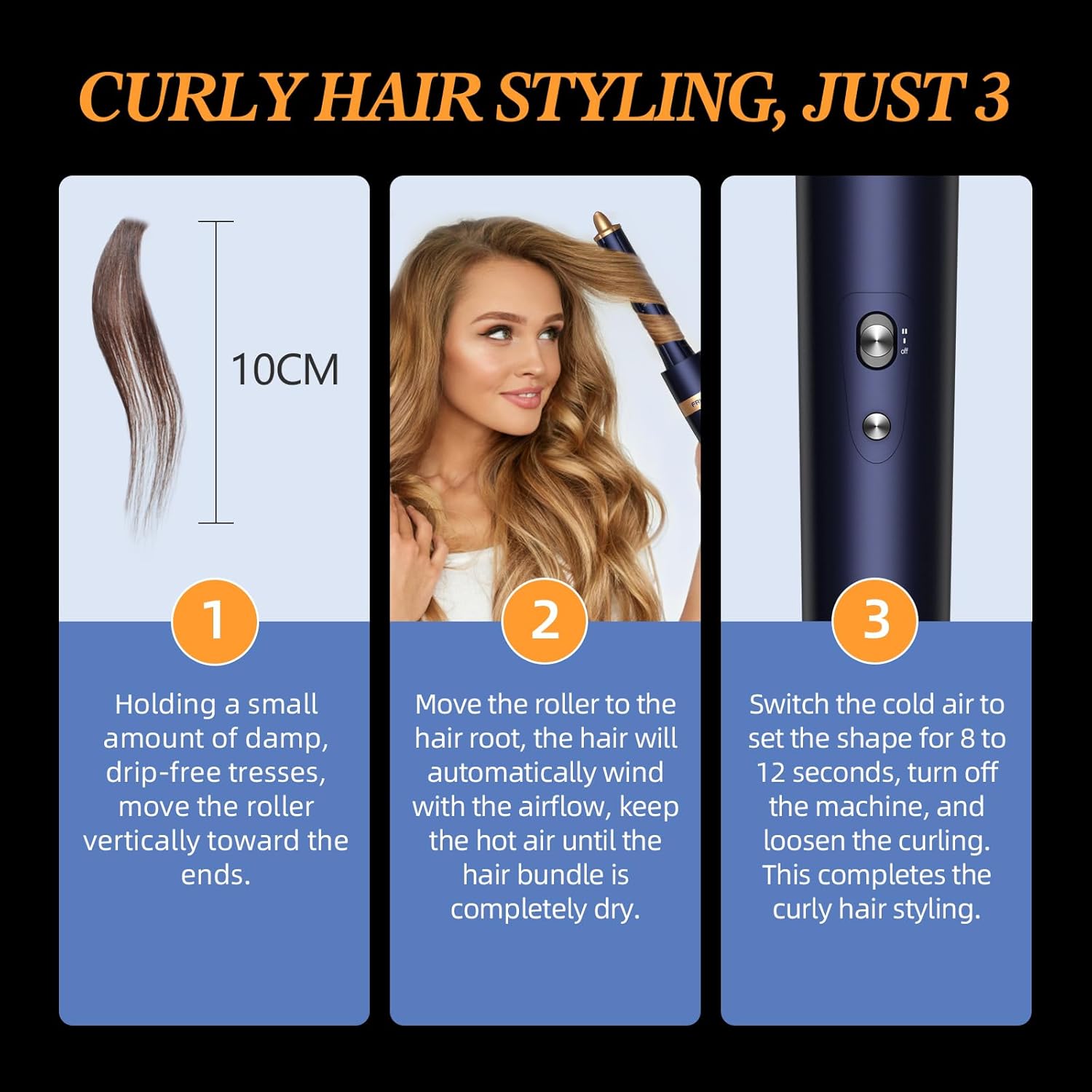 Homdigrk 6 in 1 Professional Hot Air Styler, Ionic Hair Dryer&Curling Iron Set, Combines Drying, Smoothing, Curling, and Volumizing in one, Including Travel Storage Case - Prussian Blue