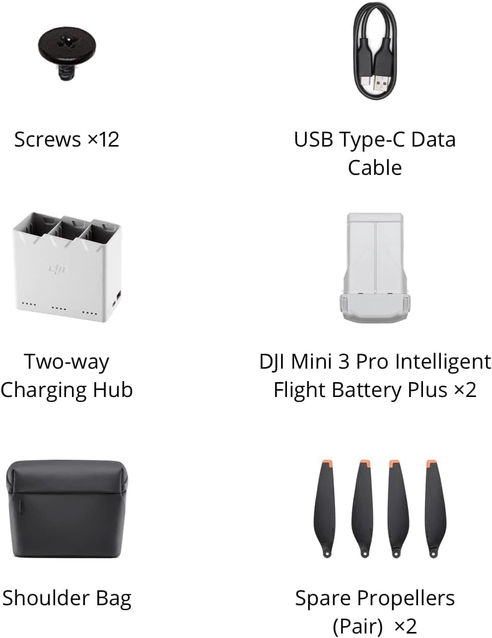 DJI Mini 3 Pro Fly More Kit Plus, incluye dos baterías de vuelo inteligentes Plus, un concentrador de carga bidireccional, control remoto, cable de datos, bolsa de hombro, hélices de repuesto y