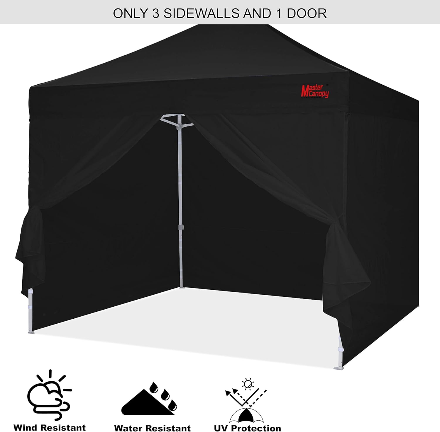 MASTERCANOPY Pop-up Canopy Sidewall Kit, 3 Sidewalls & 1 Doorwall Only Excluding top and Frame (10x10,Black)