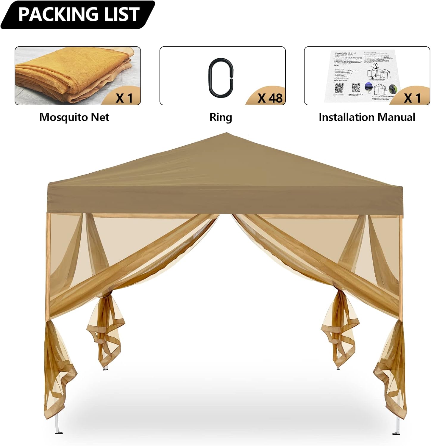 Mosquito Net with Zipper for Outdoor Camping Mosquito Net DIY Canopy Screen Wall Outdoor Mosquito Net for 10 x 10 Patio Gazebo and Tent