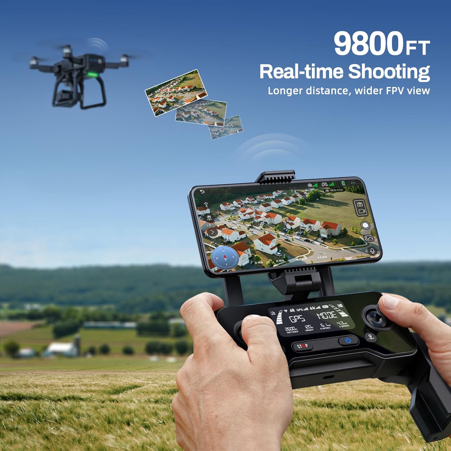 Bwine F7GB2 - Drones con cámara para adultos, 4K, rango de transmisión de 9800 pies, cardán de 3 ejes, 2 baterías, tiempo de vuelo de 50 min, retorno automático GPS, resistencia al viento de nivel 6