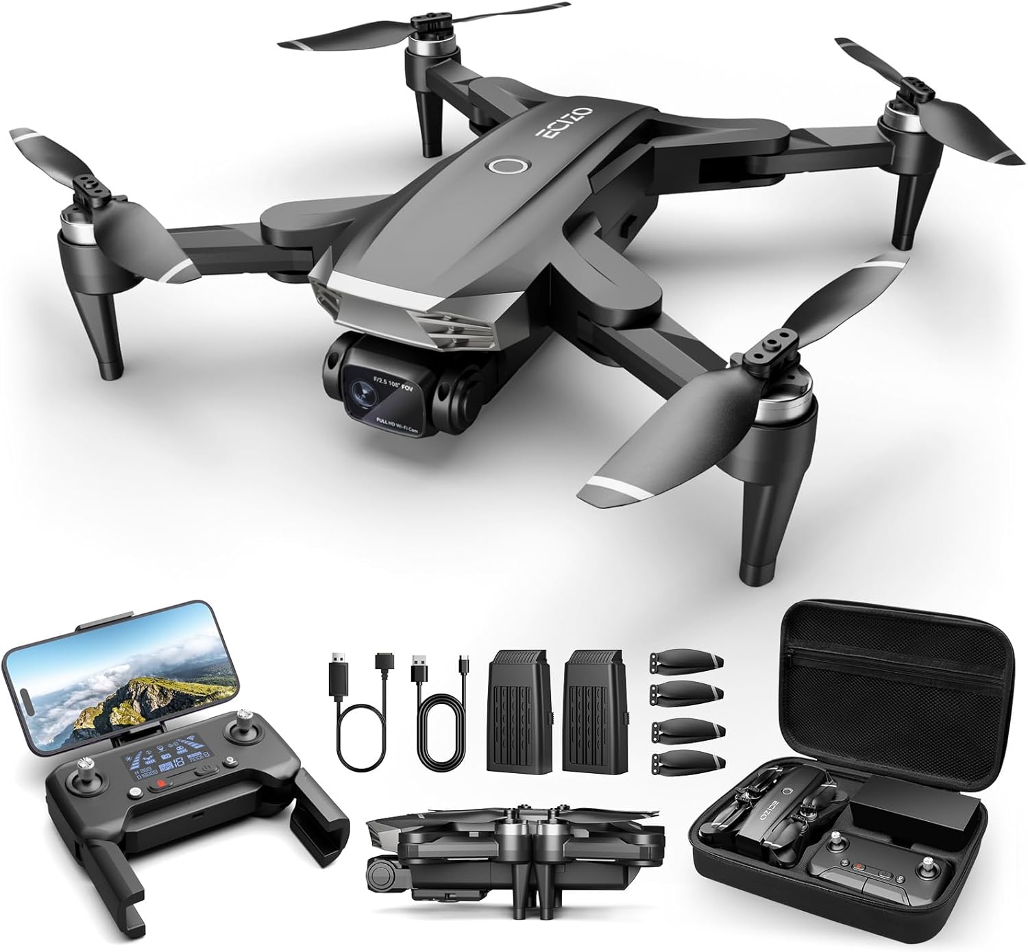 RC Viot Drone GPS con cámara para adultos 4K con motores sin escobillas, retorno automático a casa, largo tiempo de vuelo y distancia, transmisión WiFi 5G, dron FPV inteligente RC Quadcopter para