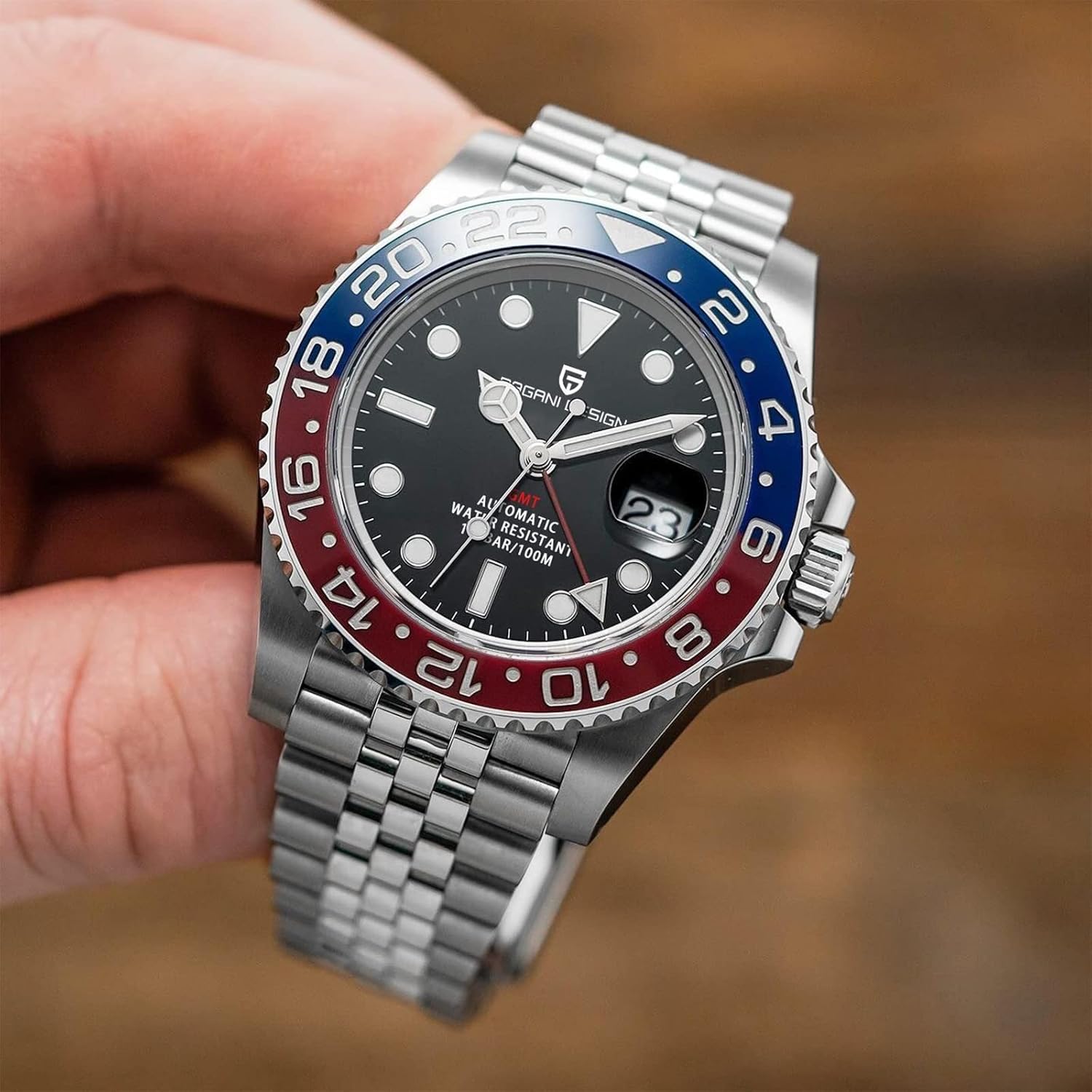 Men Watch Pagani Design GMT Watches for Men Automatic 40MM Date 100M Waterproof Stainless Steel Sapphire Glass Mechanical Wristwatches PD-1662