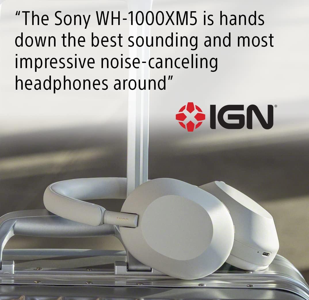 Sony WH-1000XM5 The Best Wireless Noise Canceling Headphones, Made Of Soft Fit Synthetic Leather, Integrated Processor V1, With 4 Beamforming Microphones, Up To 30-Hour Battery Life, Silver