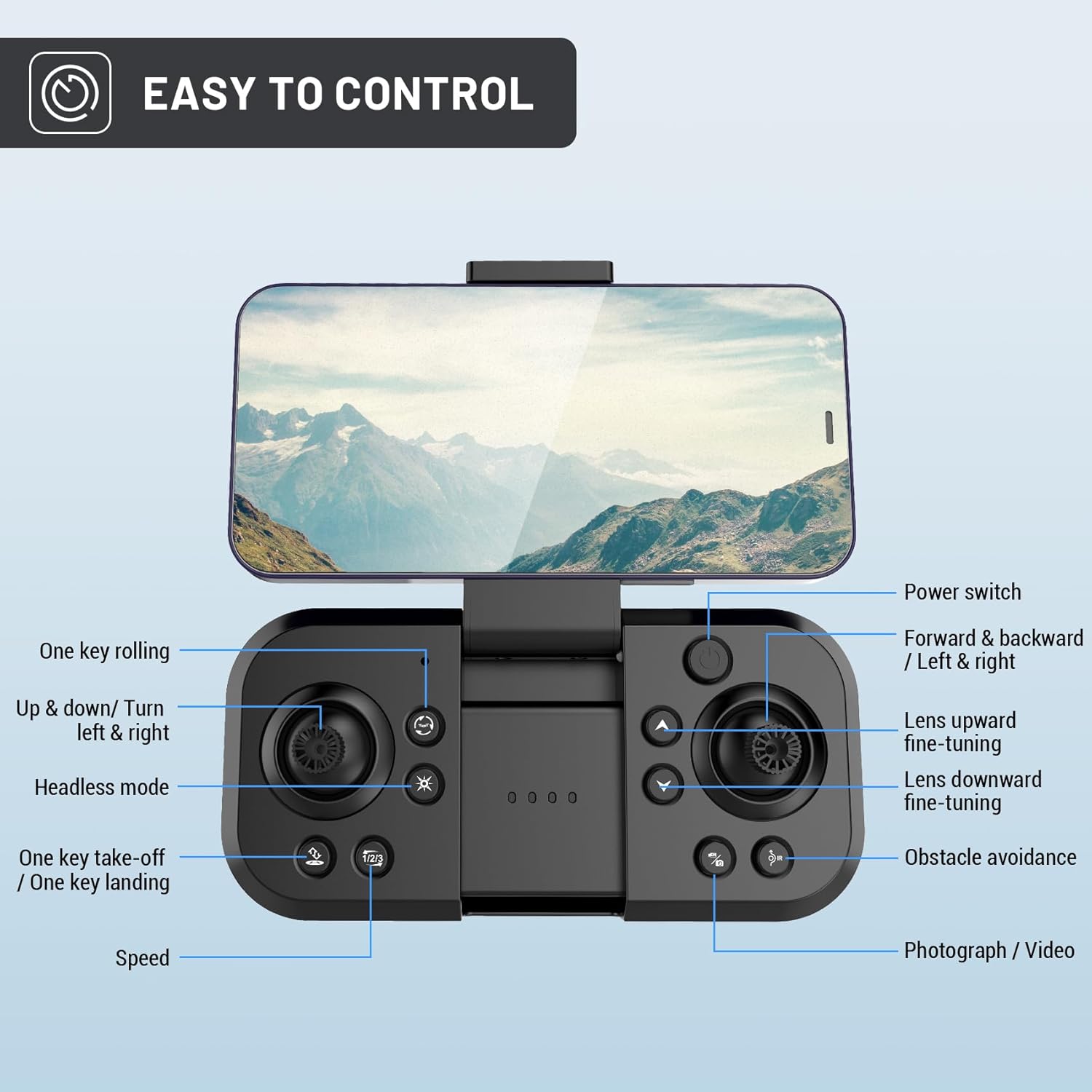 Drone 4K para nios principiantes, parada de emergencia, modo sin cabeza, funda de transporte, 360 vueltas, 2 baterías, juguetes inalámbricos para nios y nias