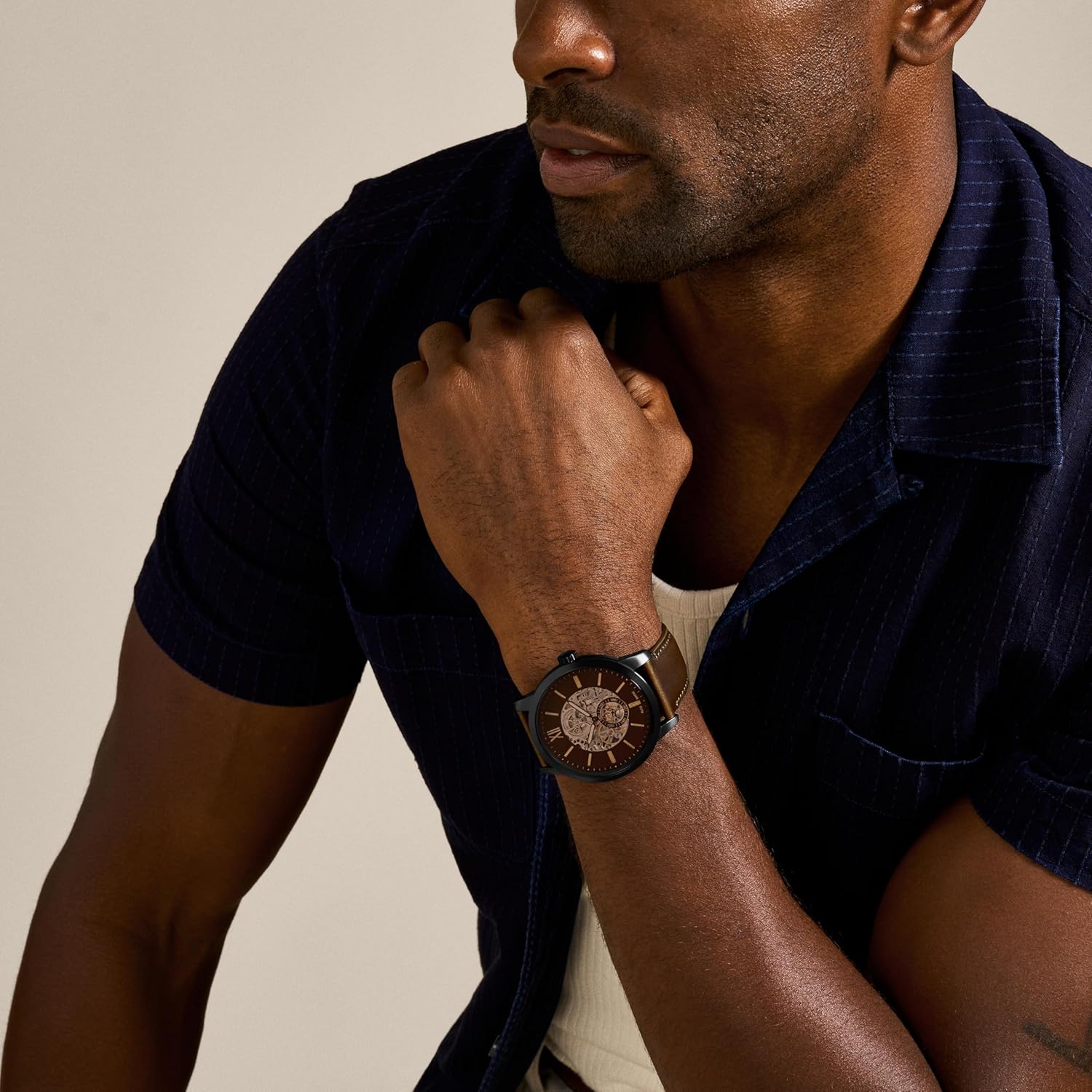 Fossil Townsman Men's Automatic Watch with Mechanical Movement and Skeleton Dial