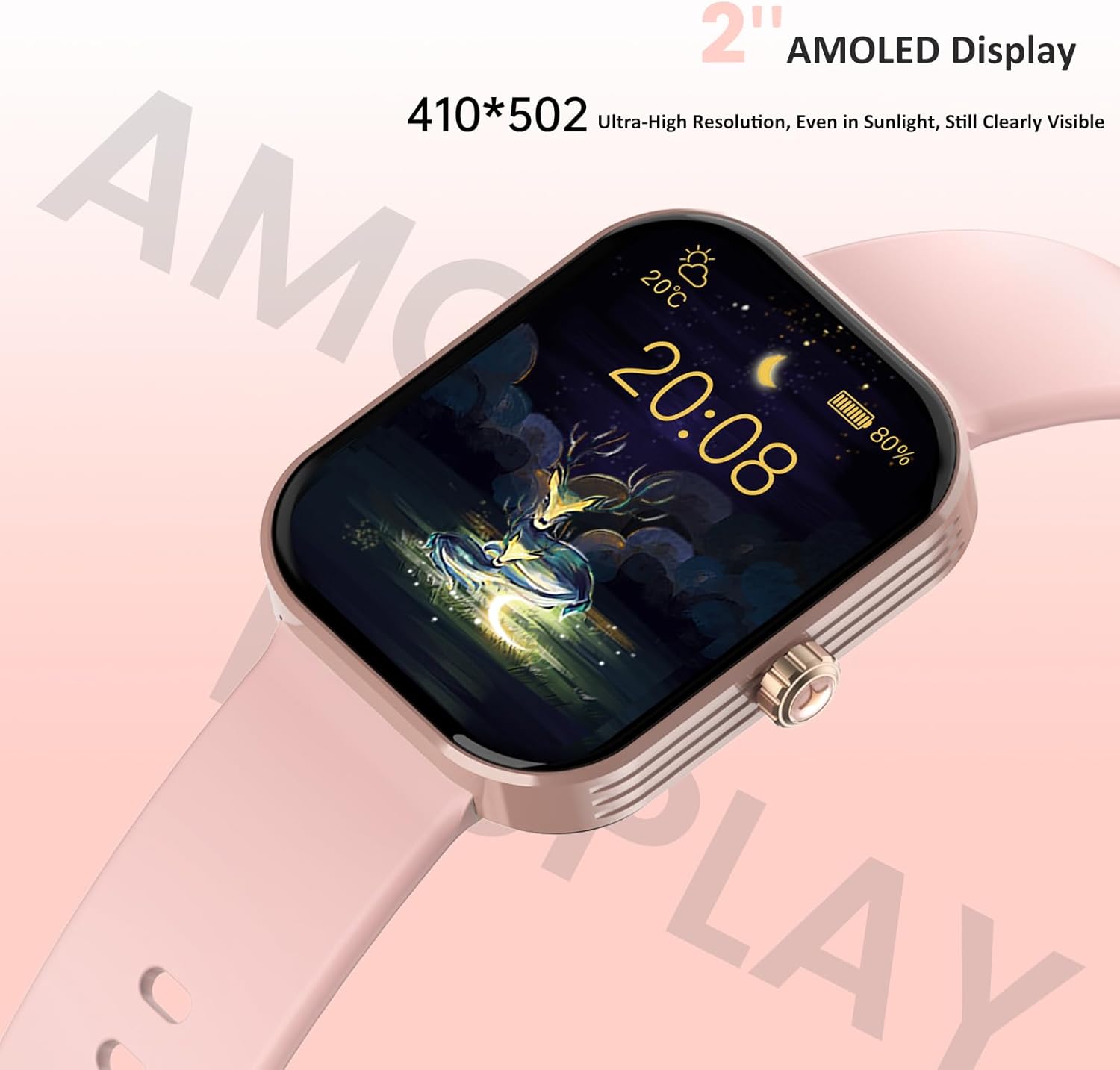 AMAZTIM Smart Watch, 60 Days Extra-Long Battery, 50M Waterproof, Rugged Military Bluetooth Call(Answer/Dial Calls), 1.85 Ultra Large HD Display, AI Voice Assistant, Compatible for Android and iOS