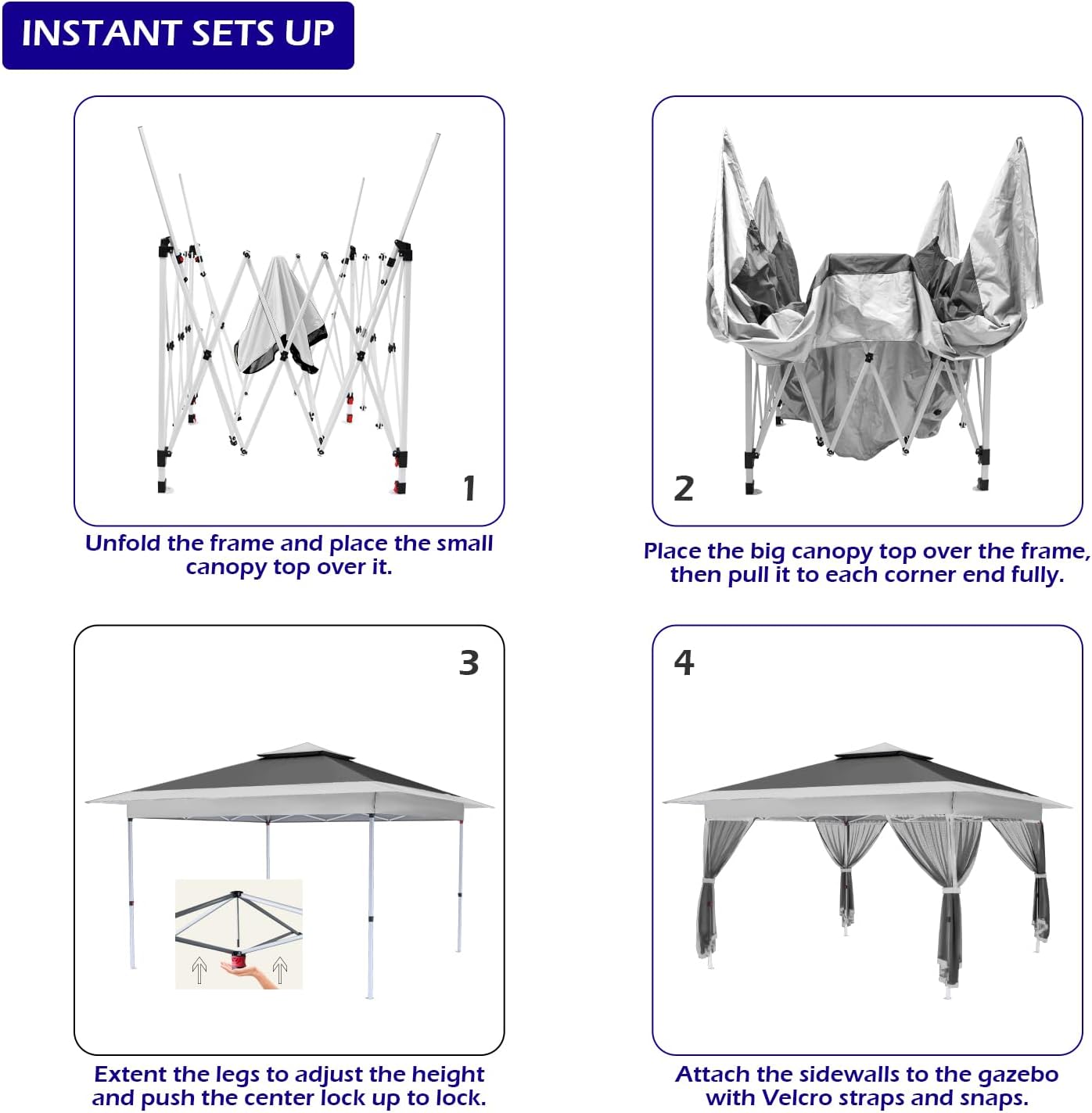 OUTFINE 12'x12' Gazebo Outdoor Pop up Canopy Tent with Curtains and Shelter for Patio, Party & Backyard (Khaki)
