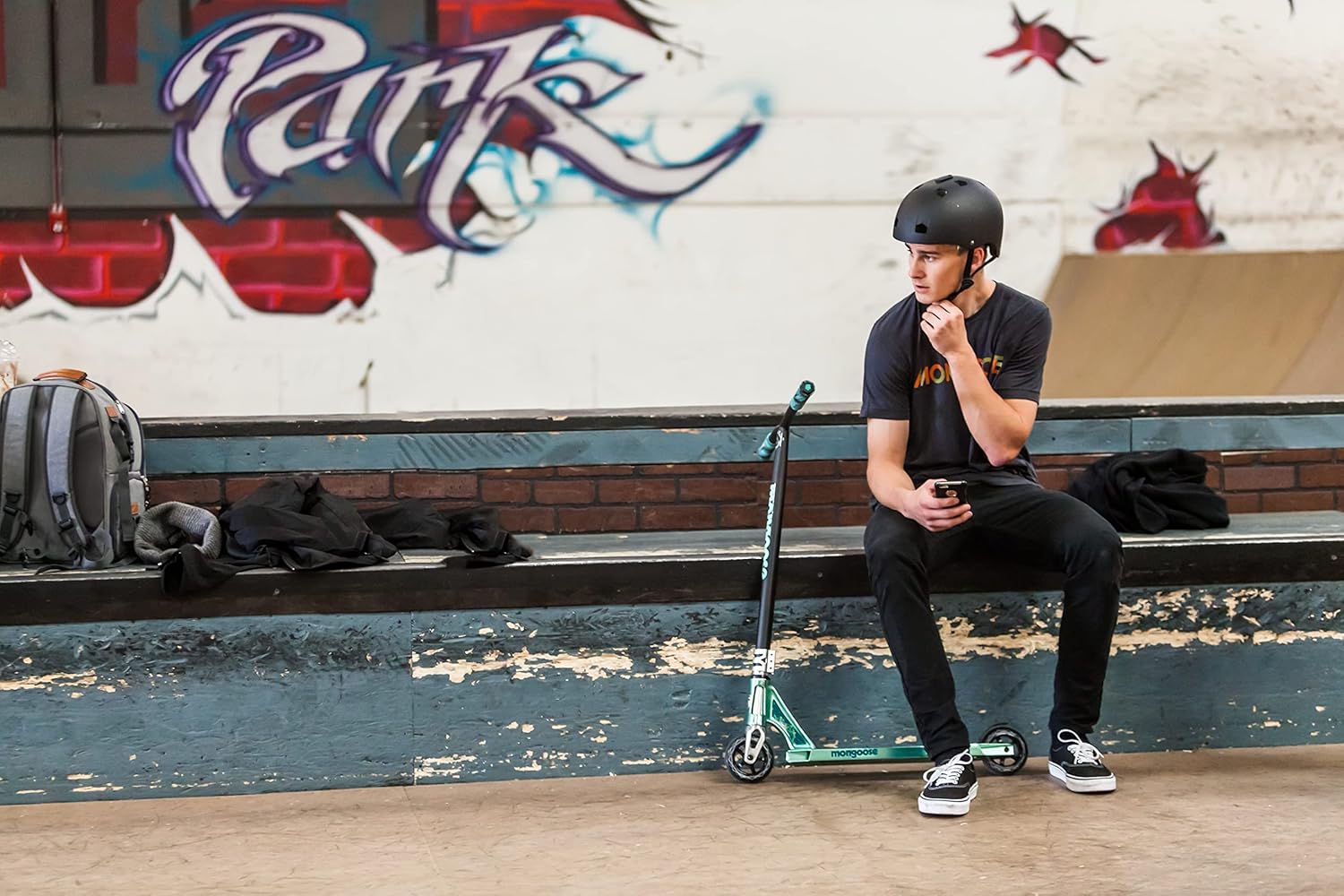 Mongoose Rise Freestyle Stunt Trick Scooter, For Kids Youth Adult Men Women Ages 8 Up, Lightweight Alloy Deck & Heavy-Duty Frame Up to 220 lbs., Bike-Style Grip, T-Bar Handlebar and High Impact Wheels