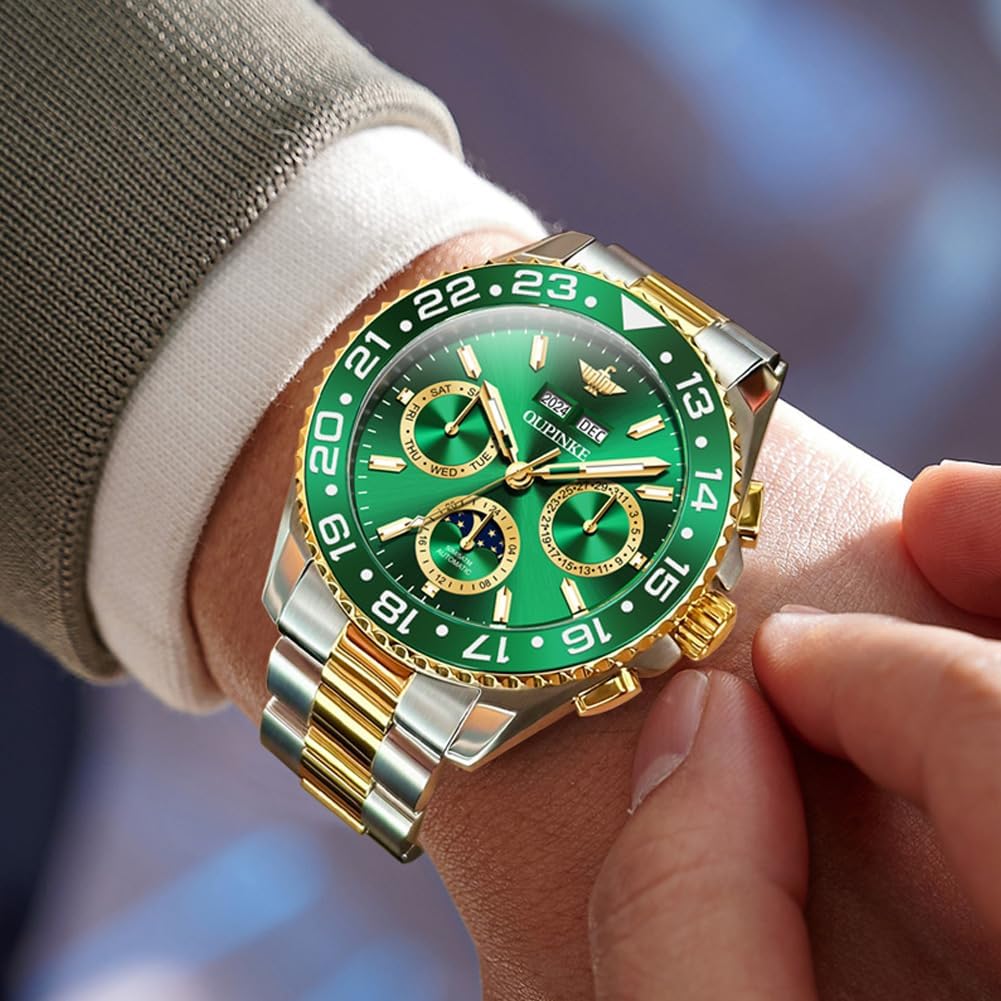 OUPINKE Men's Automatic Watch Self Winding Mechanical Luxury Wrist Watch Sapphire Crystal Tungsten Steel