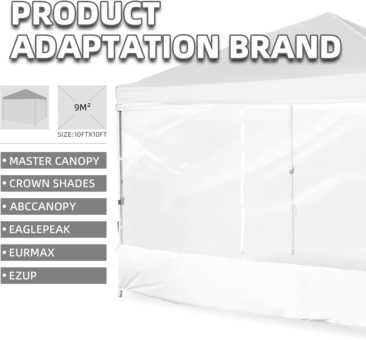 MordenApe Clear Sidewall, Transparent Canopy Walls, Canopy Side Wall for 10x10 Pop Up Canopy - Straight Leg, Outdoor Instant Canopies Sidewall,1 Pack (Navy)