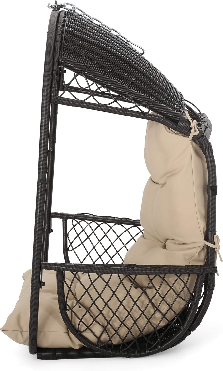 Christopher Knight Home Becky Wicker Hanging Chair with Cushion (Stand Not Included), White, Green