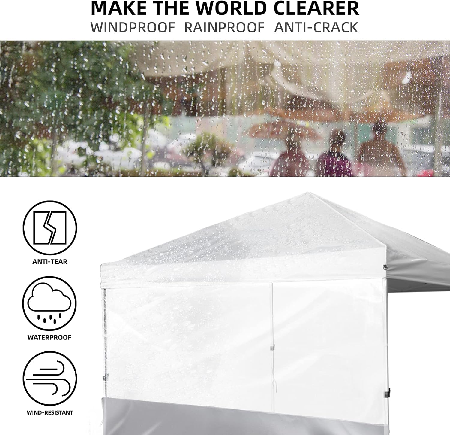 MordenApe Clear Sidewall, Transparent Canopy Walls, Canopy Side Wall for 10x10 Pop Up Canopy - Straight Leg, Outdoor Instant Canopies Sidewall,1 Pack (Navy)