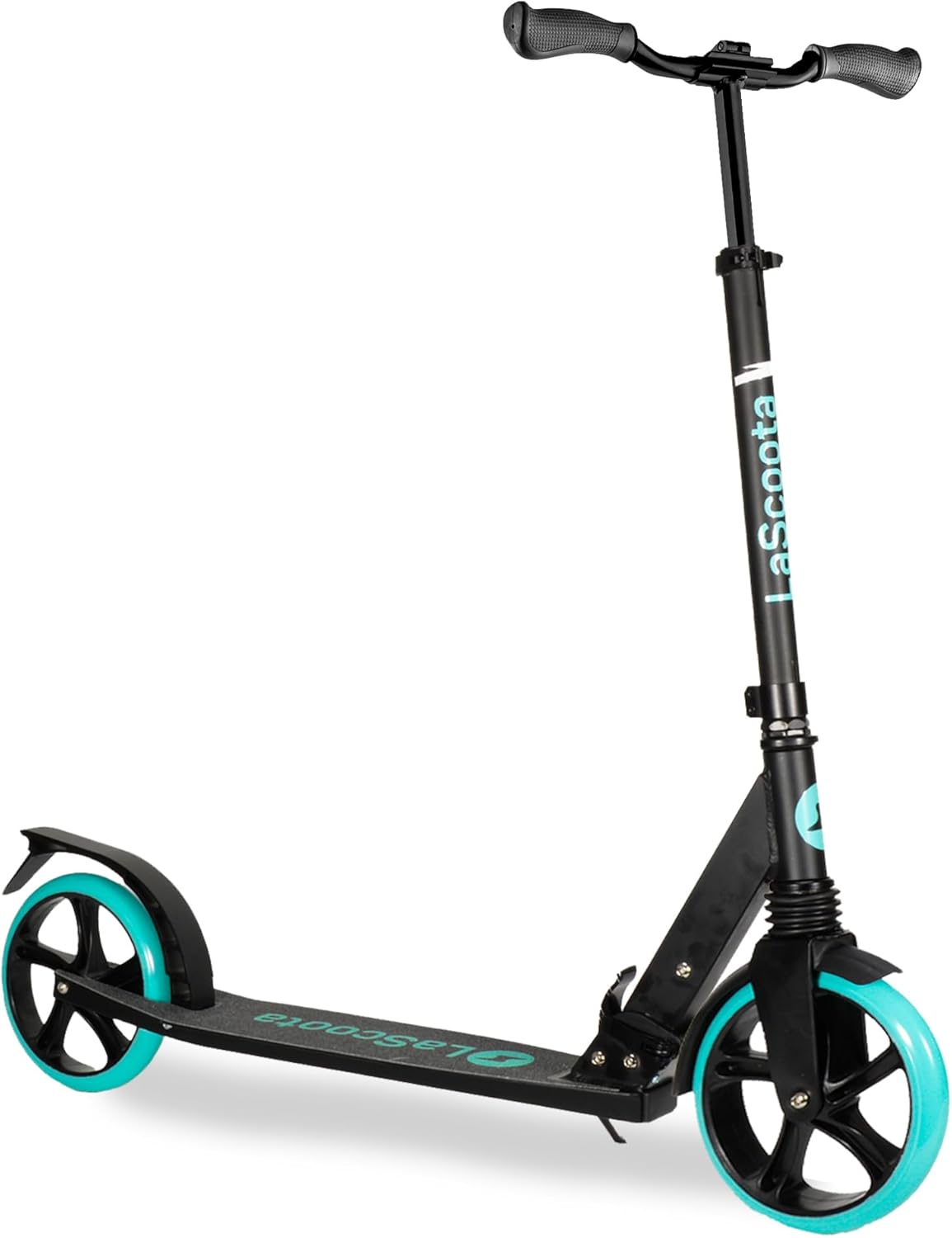 LaScoota Kick Scooter for Kids Ages 6+, Teens & Adults, Large 8 Sturdy Urethane Wheels. Adjustable Handlebar, Lightweight, Foldable, 220lbs Max Load