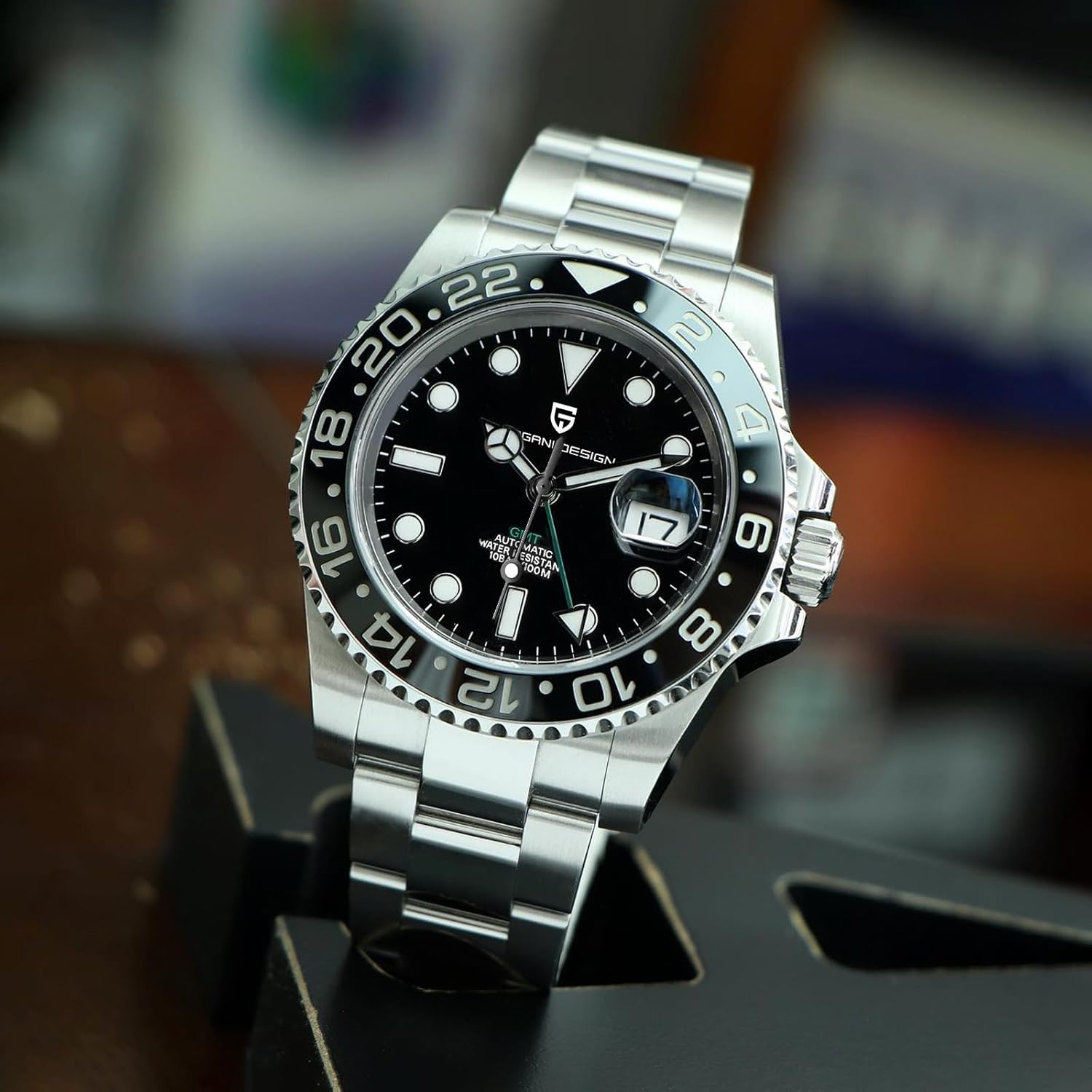 Men Watch Pagani Design GMT Watches for Men Automatic 40MM Date 100M Waterproof Stainless Steel Sapphire Glass Mechanical Wristwatches PD-1662