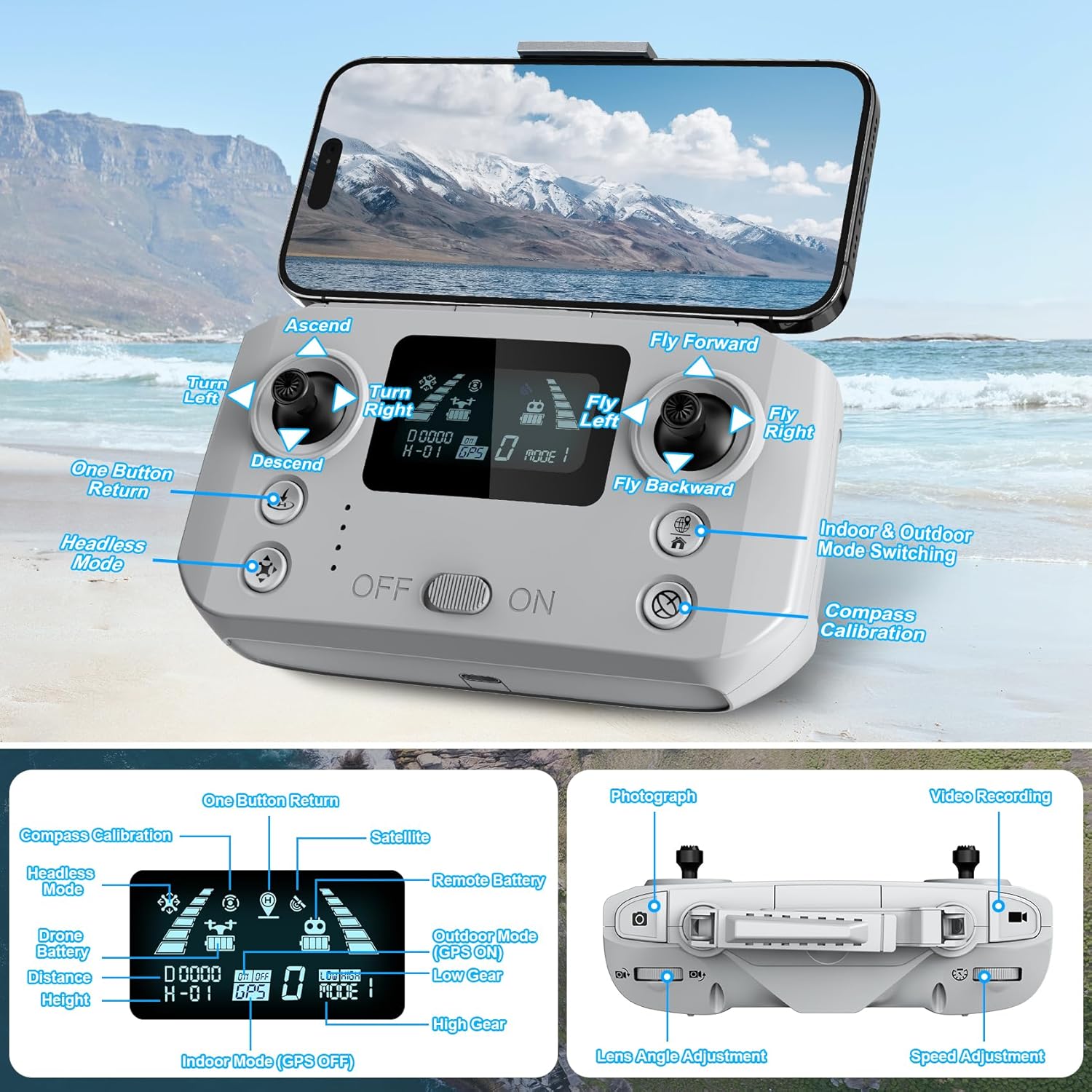 Drone con cámara 4K, FPV Drones 248G RC Plane GPS Drone para adultos con motor sin escobillas, transmisión 5G, vuelo de punto de ruta, retorno automático, control de gestos, baterías, vuelo de 46