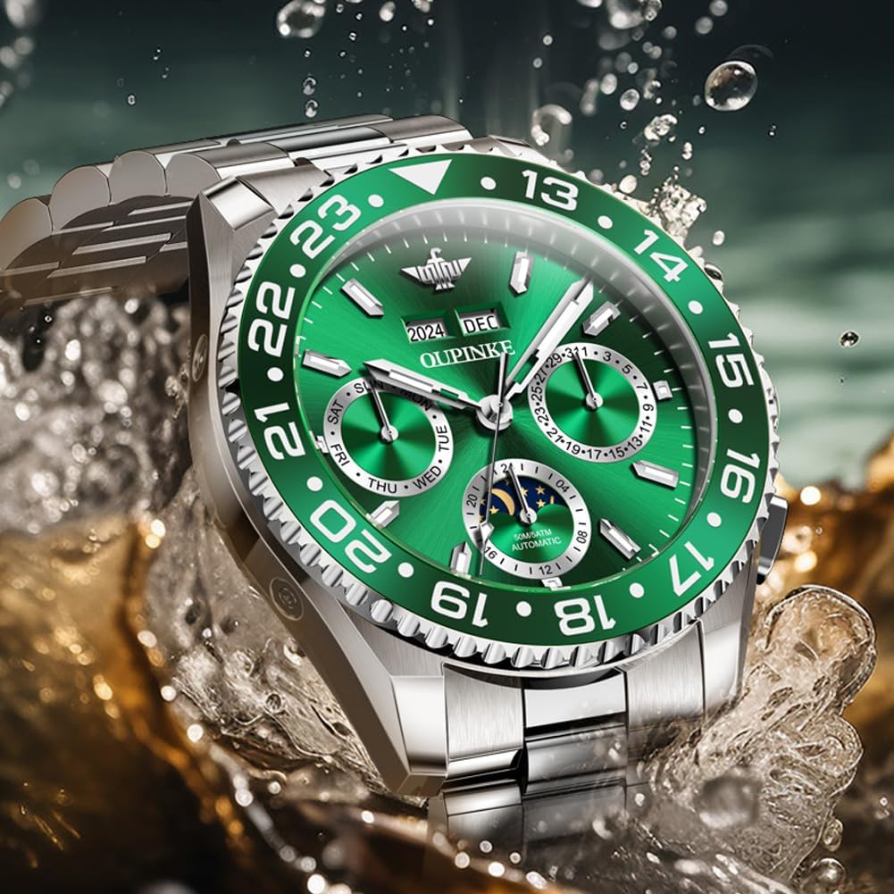 OUPINKE Men's Automatic Watch Self Winding Mechanical Luxury Wrist Watch Sapphire Crystal Tungsten Steel