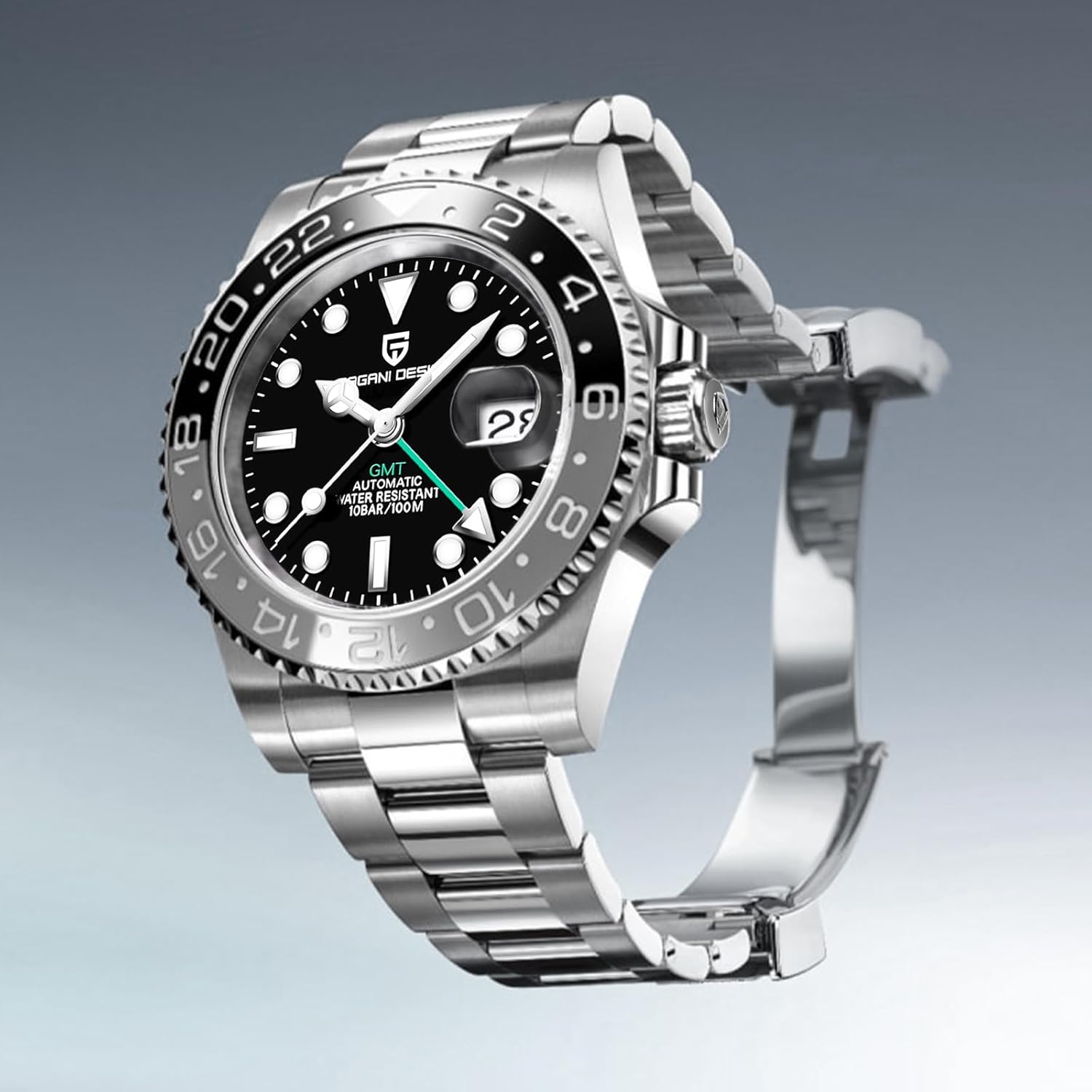 Men Watch Pagani Design GMT Watches for Men Automatic 40MM Date 100M Waterproof Stainless Steel Sapphire Glass Mechanical Wristwatches PD-1662