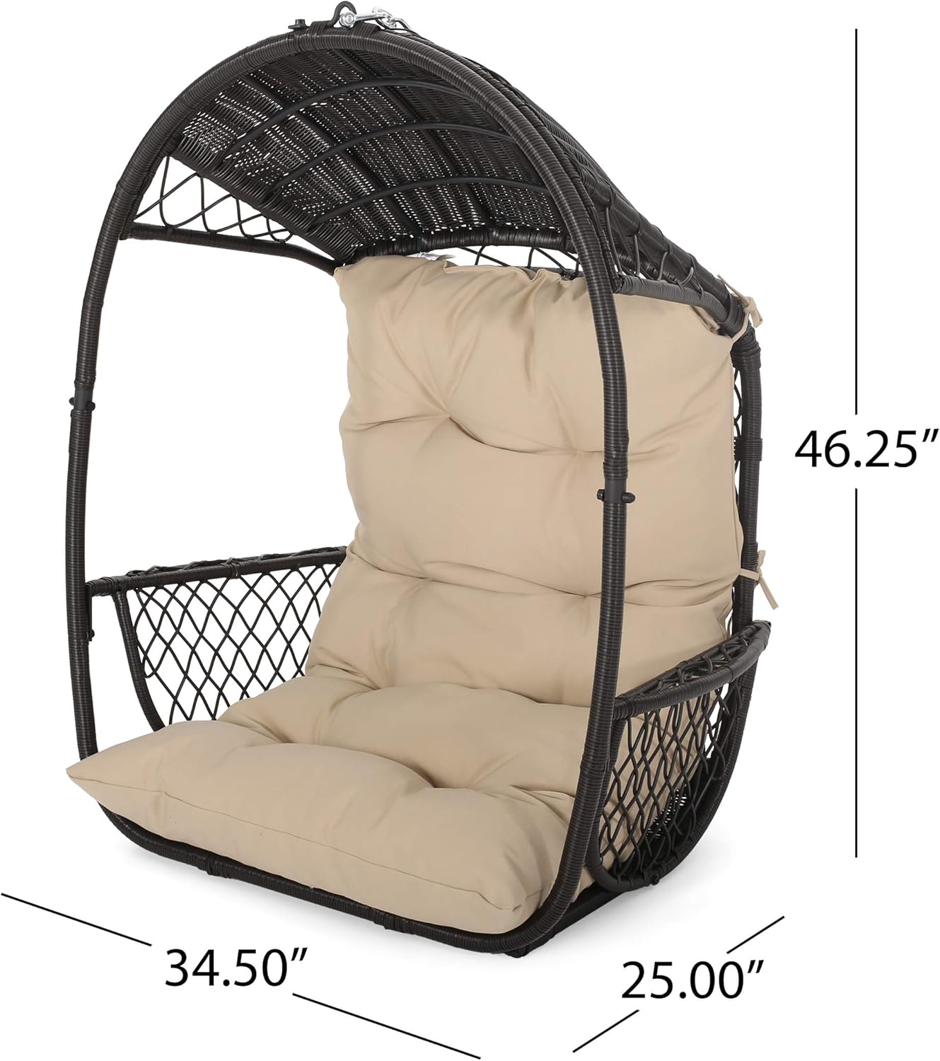 Christopher Knight Home Becky Wicker Hanging Chair with Cushion (Stand Not Included), White, Green