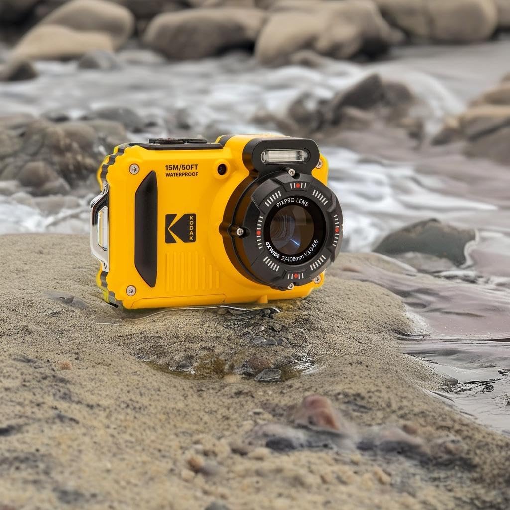 KODAK PIXPRO WPZ2 Rugged Waterproof Shockproof Dustproof WiFi Digital Camera 16MP 4X Optical Zoom 1080P Full HD Video Vlogging Camera 2.7 LCD (Yellow)