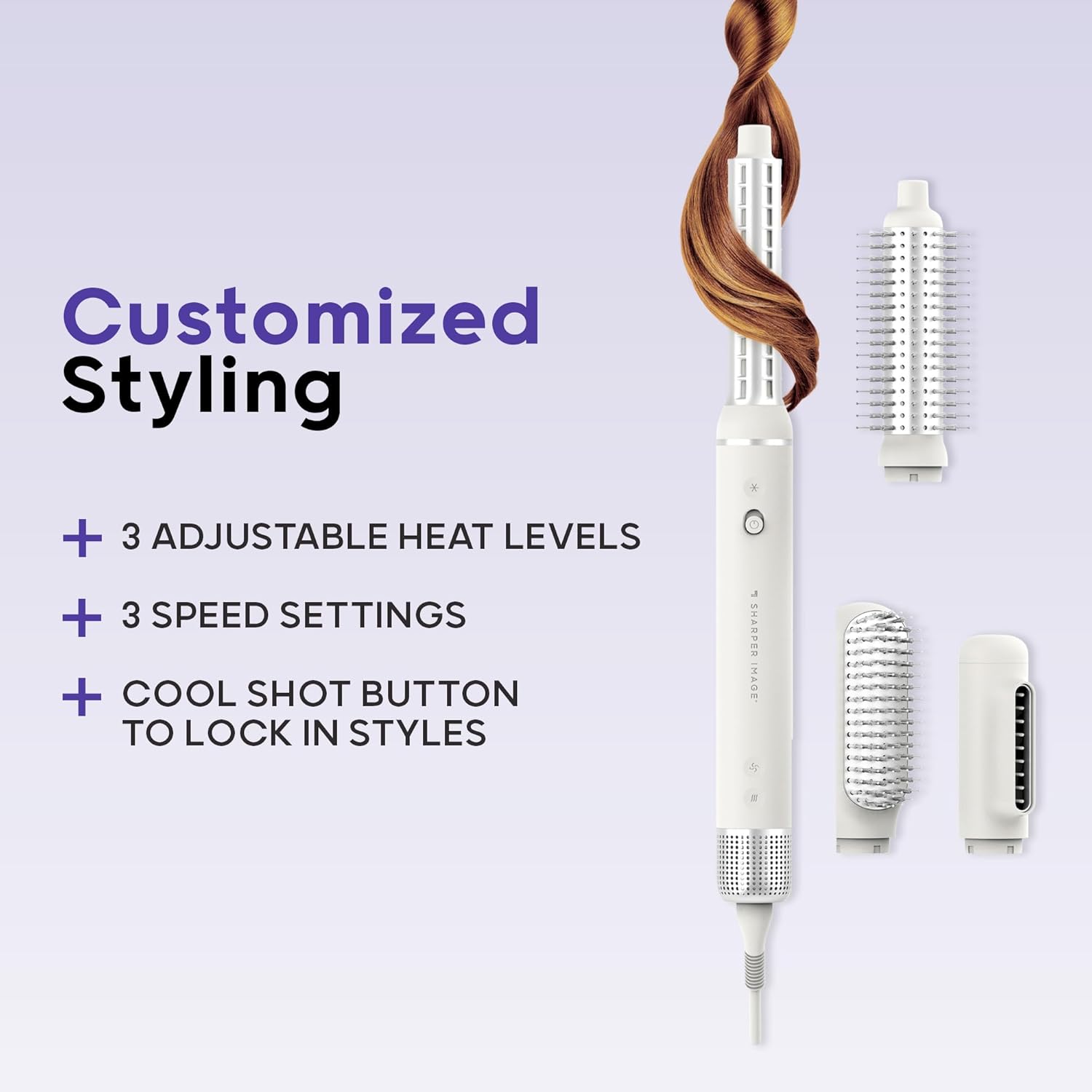 Sharper Image Revel Airflow Styler, 6-in-1 Hair Wrap Styling Tool, Curling Iron Wand, Detangler & Ionic Hair Dryer, Volumizing & Smoothing Hot Air Brush, Straight/Curly Hair Products, Beach Wave Curl