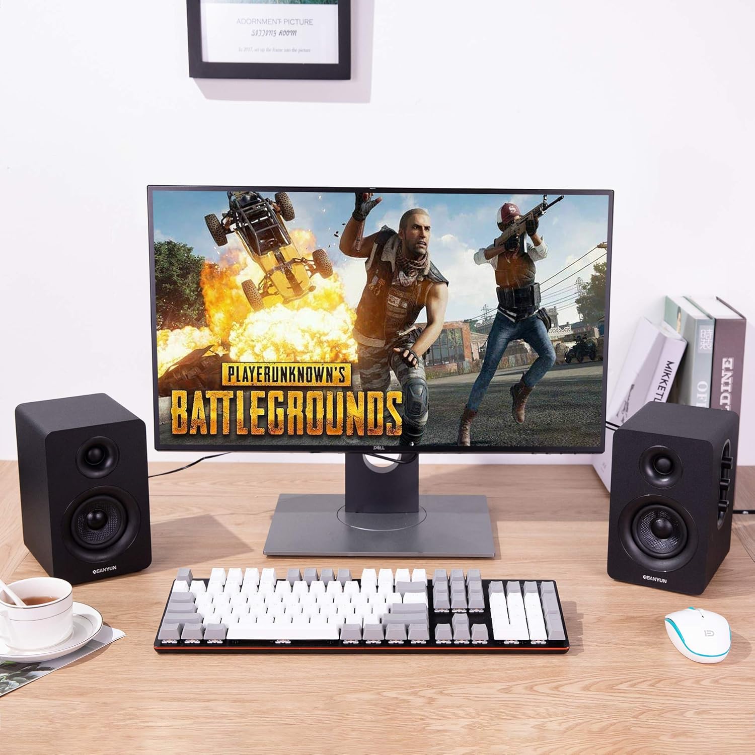 SW208 3 Active Bluetooth 5.0 Bookshelf Speakers – 60W Carbon Fiber Speaker Unit - Built-in 24bit DAC Dynamic 3D Surround Sound 2.0 Computer PC Monitor Gaming (Pair, White)