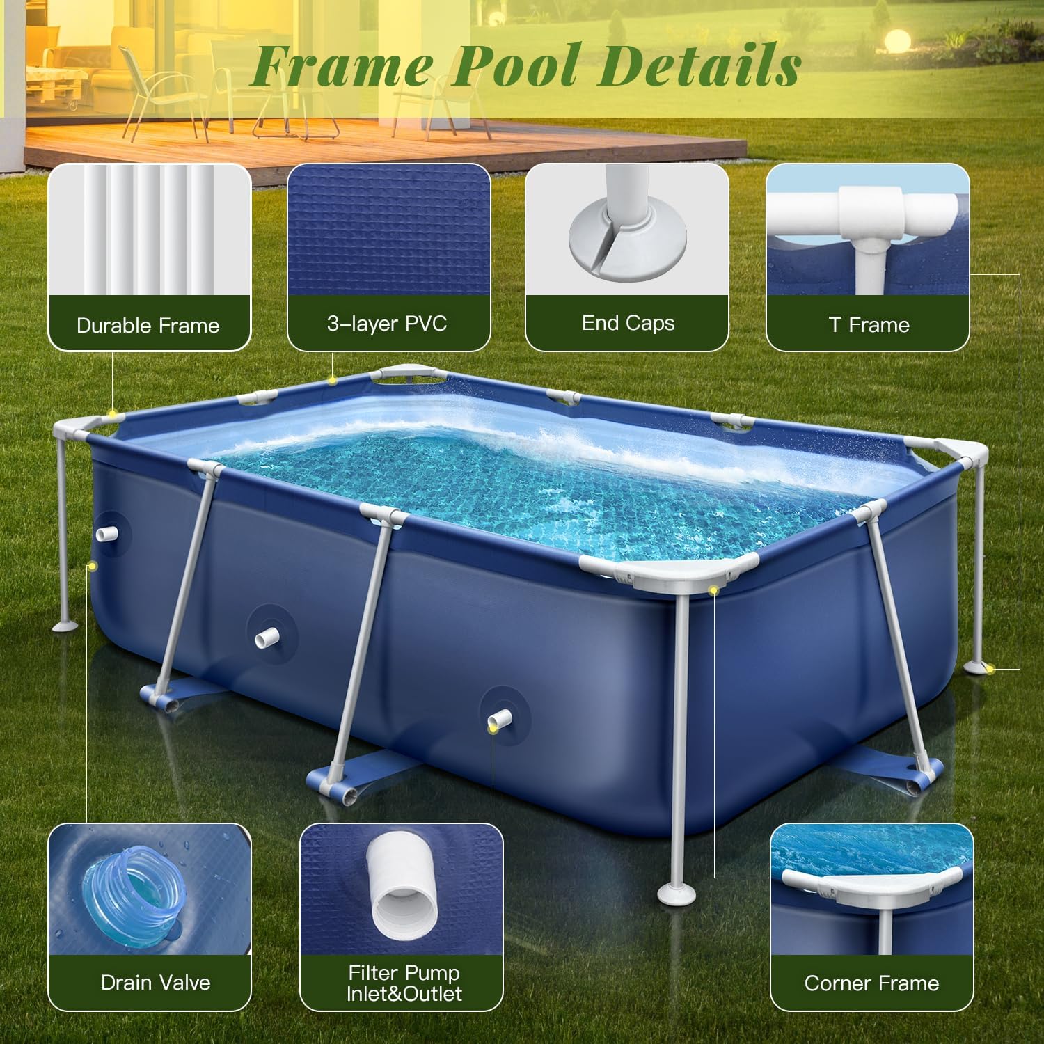 Cool Round Framed Swimming Pool 10' X 30 Round Pool Above Ground Sturdy Steel Frame Above Ground Pool Set with 530 GPH Filter Pump and Secure Pool Cover for Backyard