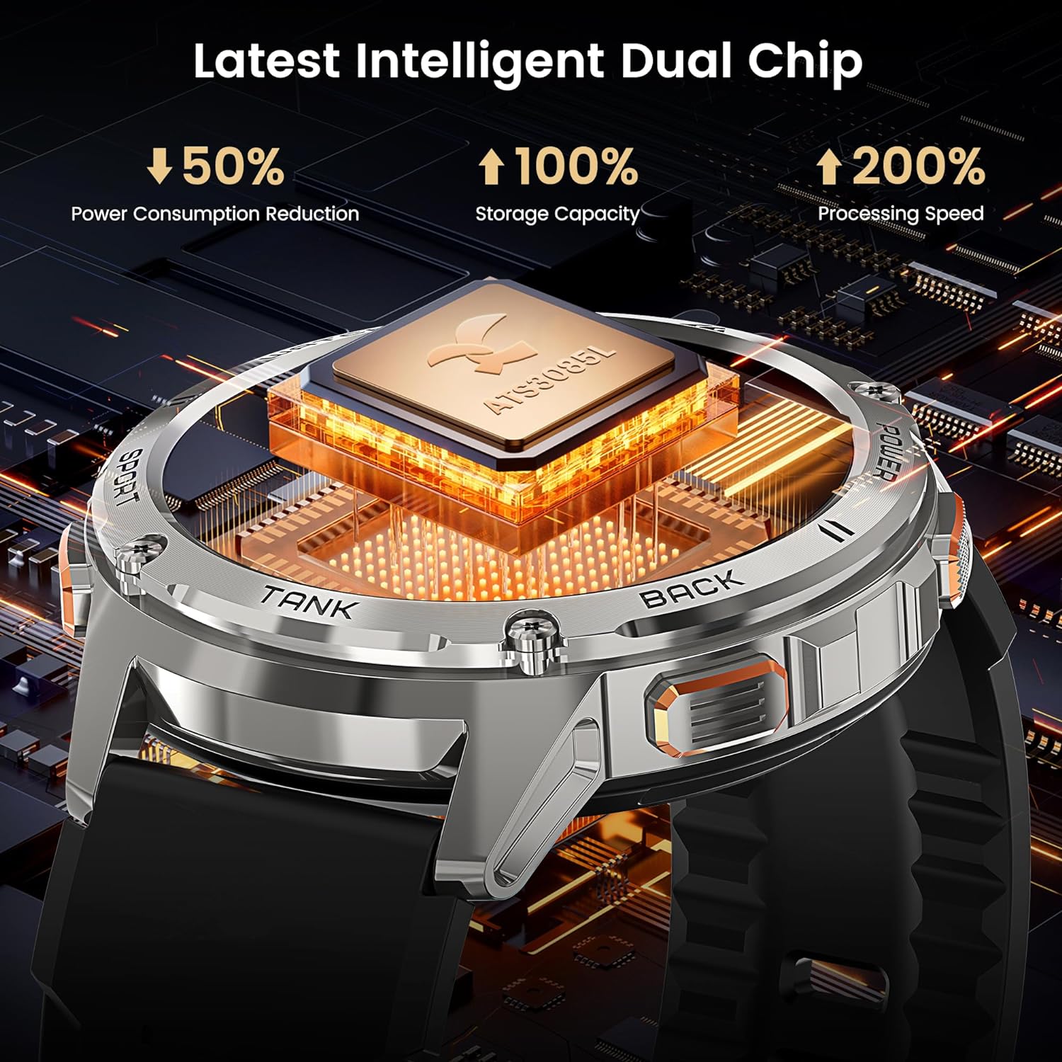 HIDAMEL Smart Watches for Men, 480mAh Extra-Large Battery, 50M Waterproof, Military Fitness Watch Full Metal Body, Answer/Make Call, AI Voice Compatible for Android & iOS